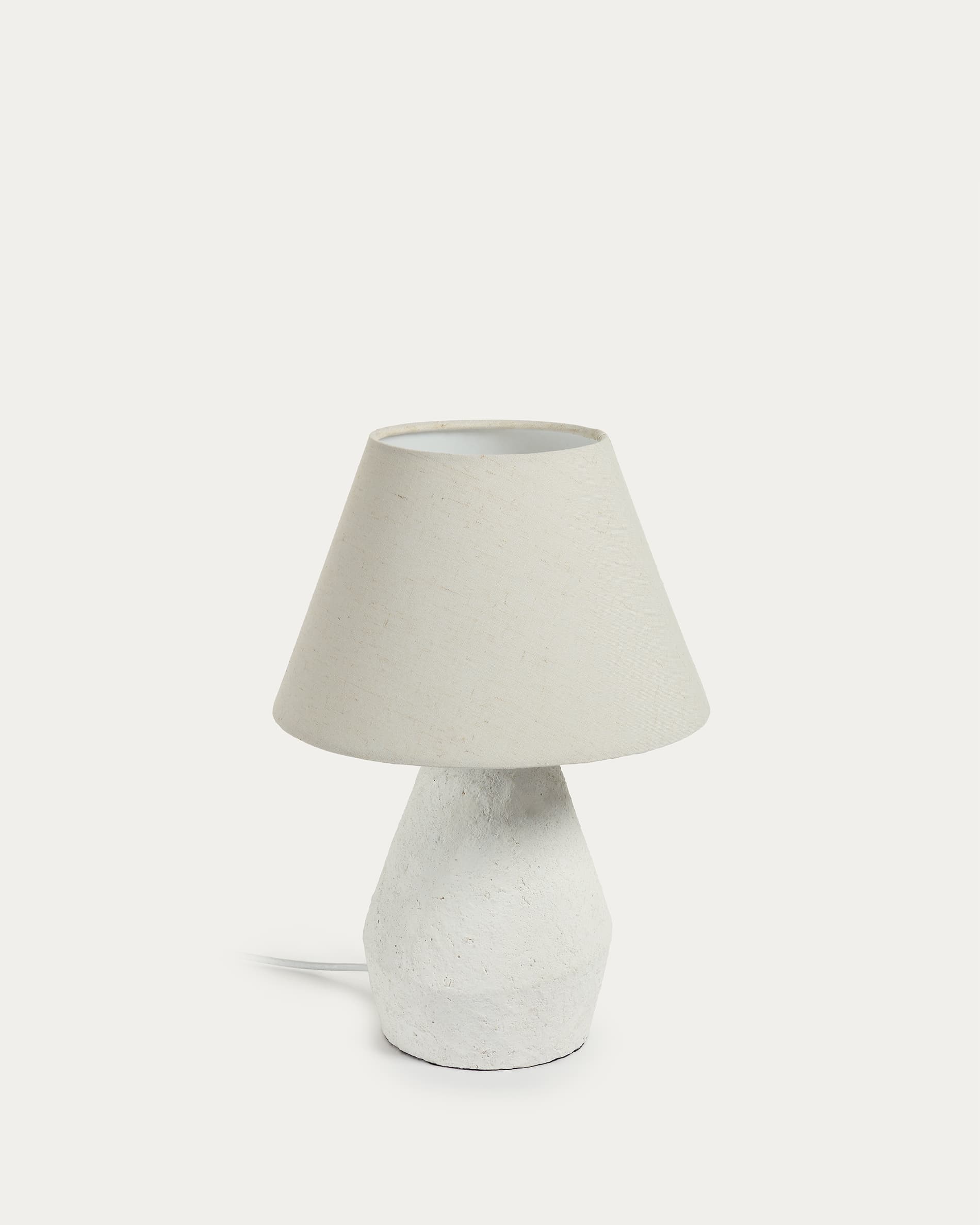 KAVE HOME Noara bordslampa, rund - vit linne och magnesium (Ø30)