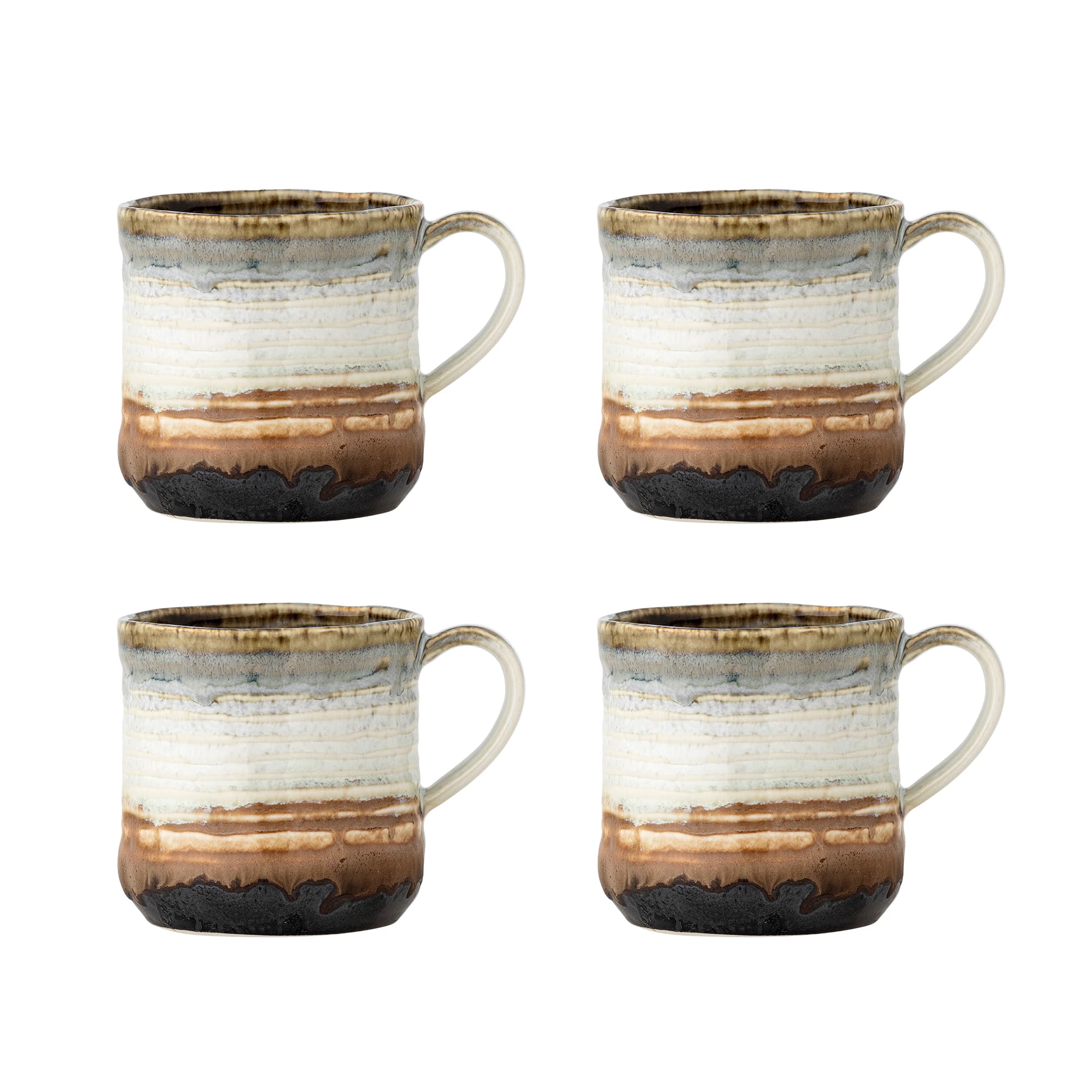 BLOOMINGVILLE Deana mugg, brun, stengods (D8,5xH9 cm, set om 4)