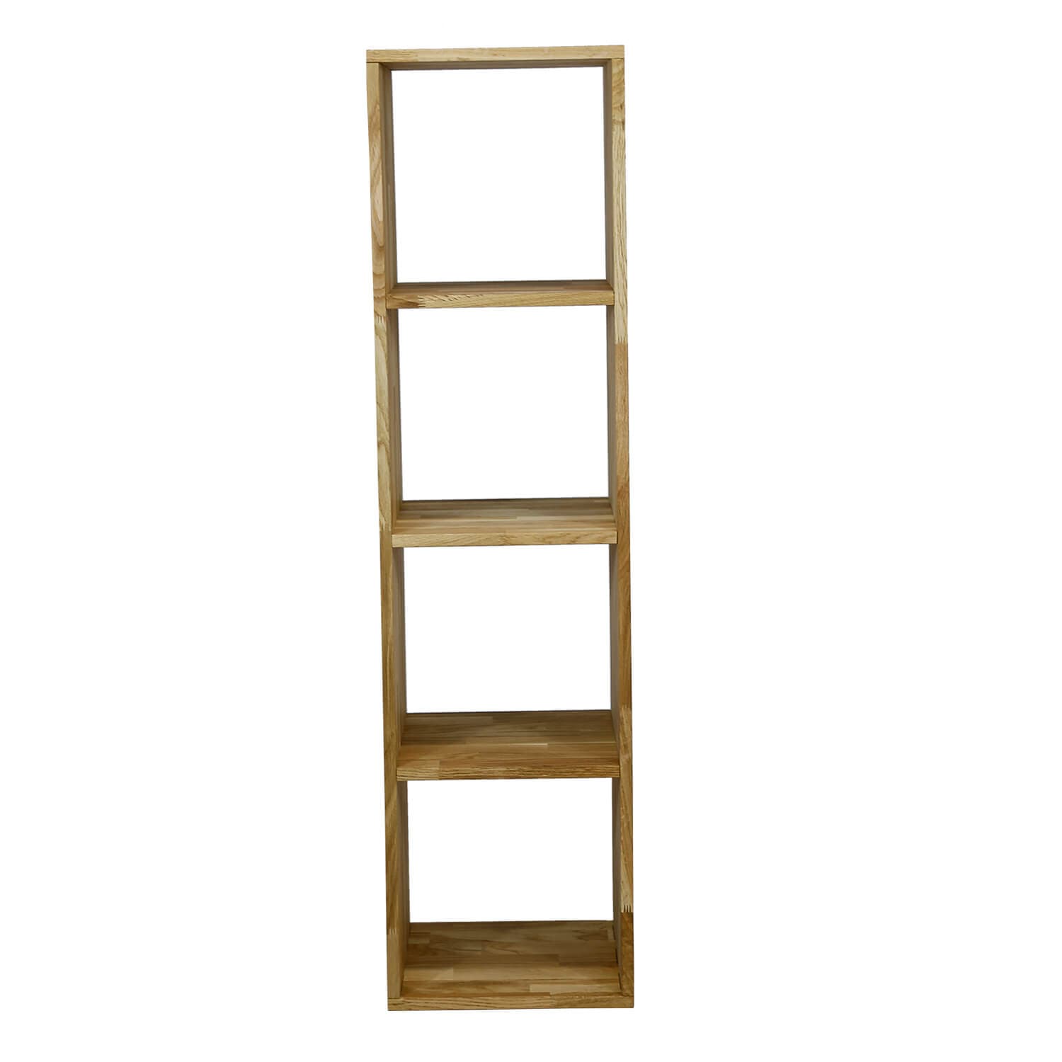 NOCNOI Puzzlel rektangulär bokhylla, med 4 fack - massiv oljad ek (139x36)