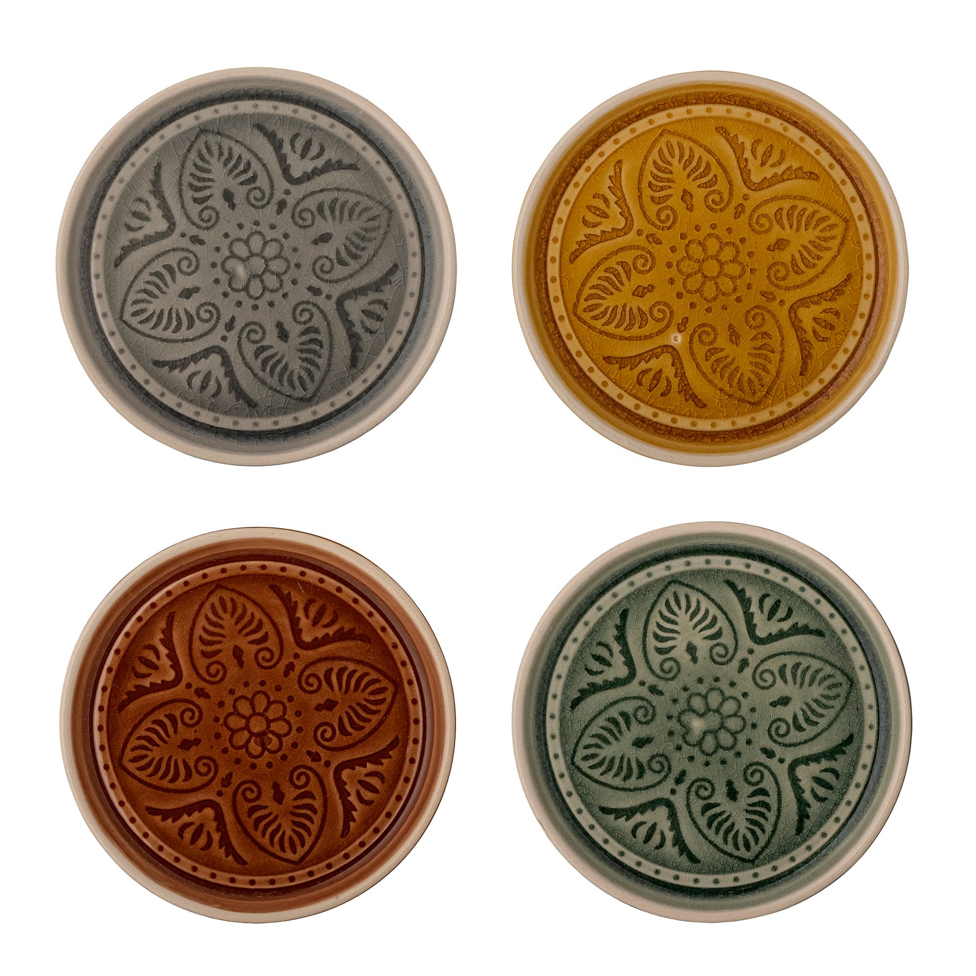 BLOOMINGVILLE Rani Tallrik, Grön, Stengods, set om 4, D11xH1,5 cm