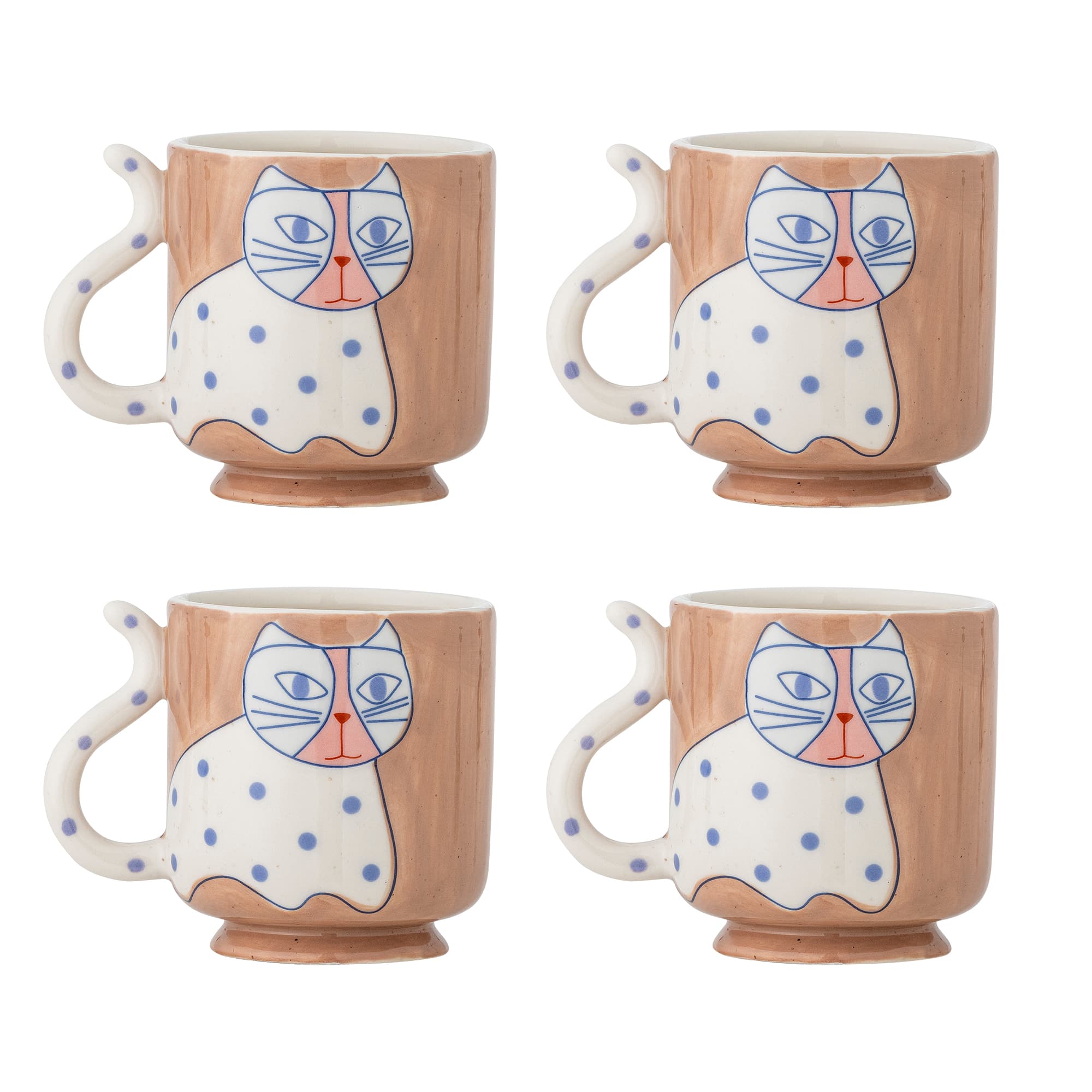 BLOOMINGVILLE Missy Mugg, Brun, Stengods (D8,5xH9 cm, Set om 4)