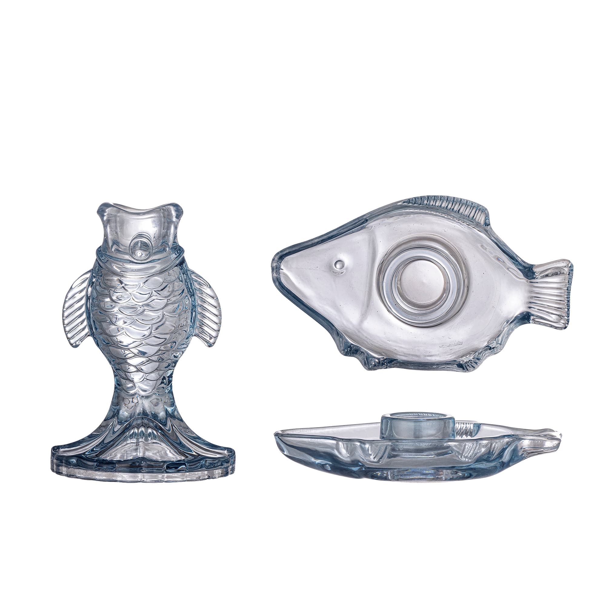 CREATIVE COLLECTION Linley ljusstake, blå, glas