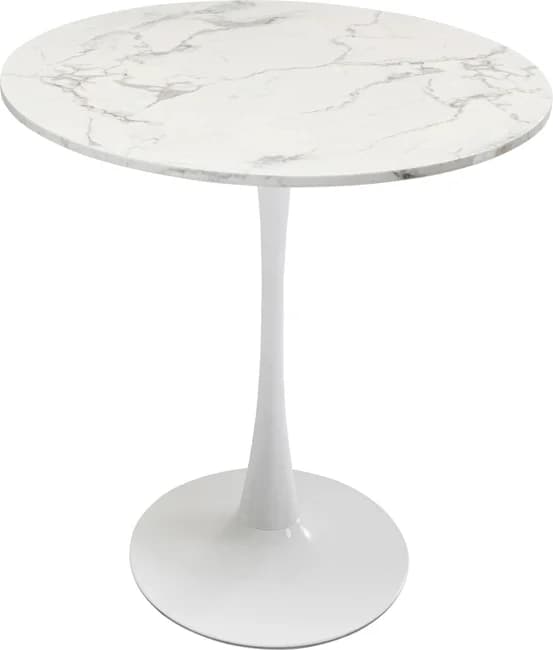 KARE DESIGN Schickeria matbord, runt - vit marmorlook laminat och vitt stål (Ø80)