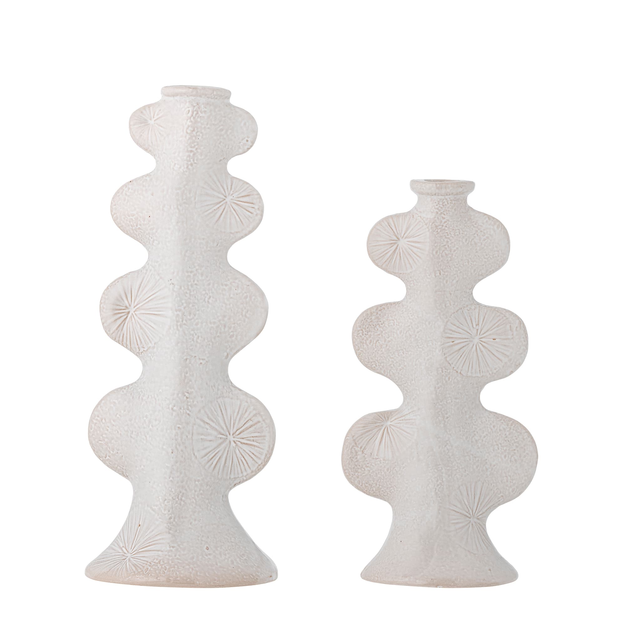 BLOOMINGVILLE Cason ljusstake, vit, stengods (L12,5xH25,5xB8,5/L12xH31xB10,5 cm, set om 2)