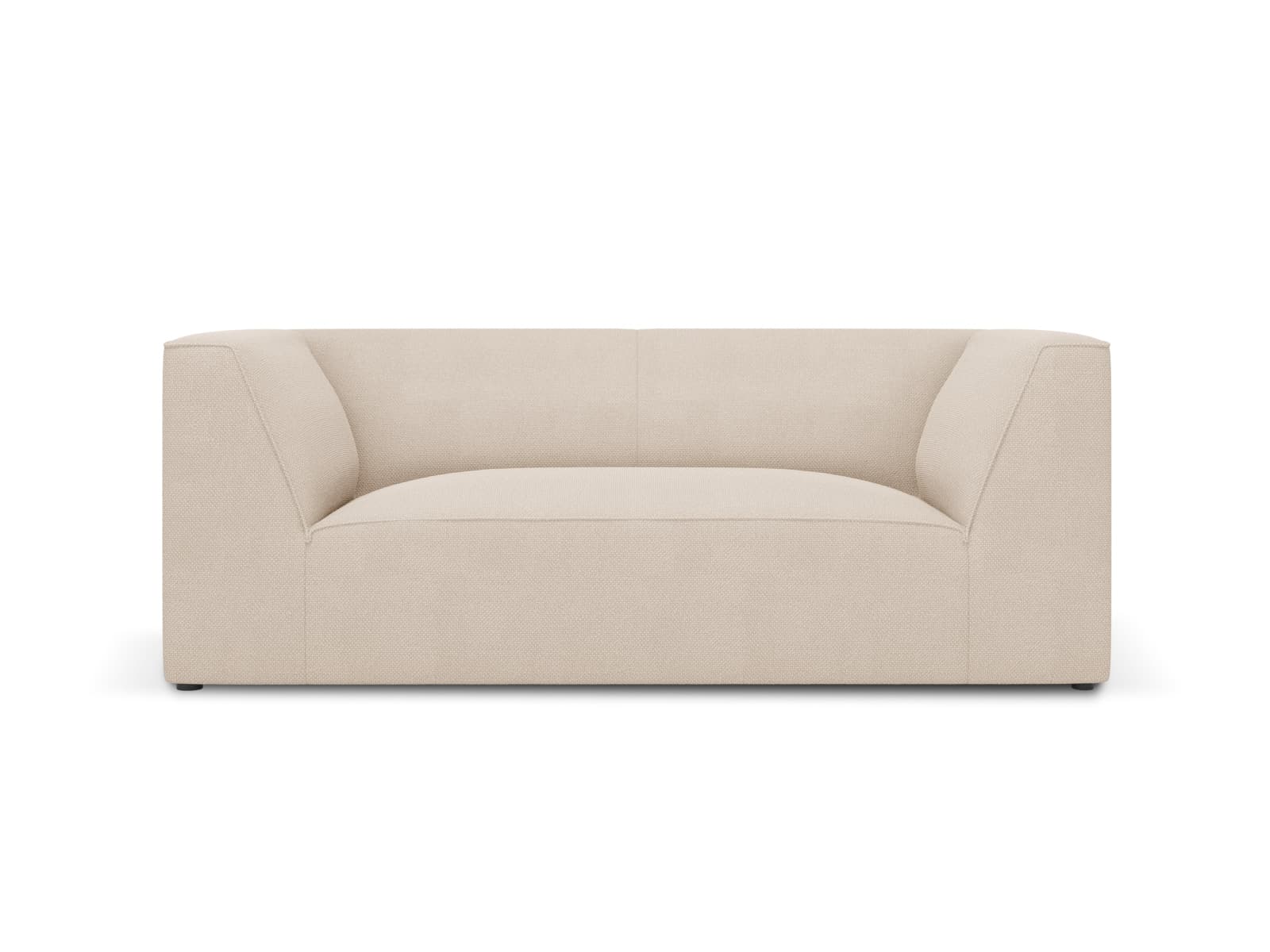 MICADONI Ruby soffa, 2 sittplatser - beige tyg och svart plast
