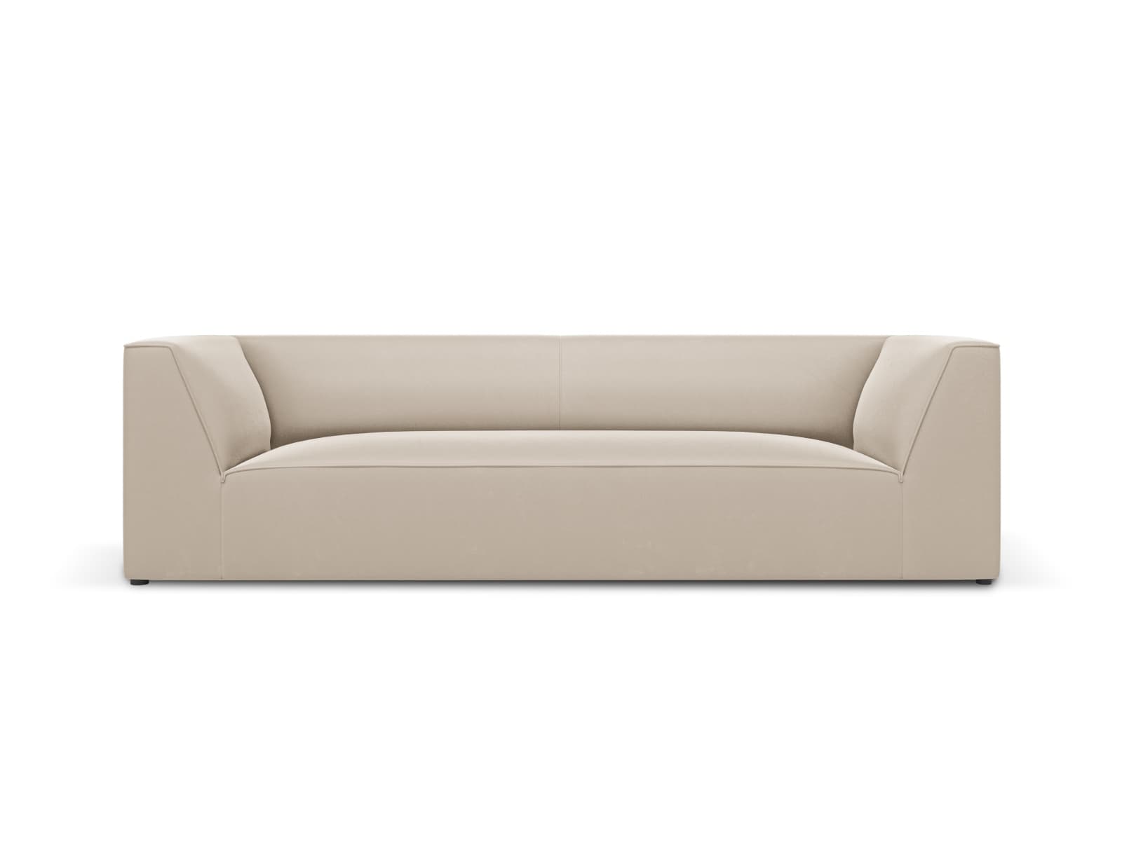 MICADONI Ruby soffa, 3 sittplatser - beige sammet och svart plast