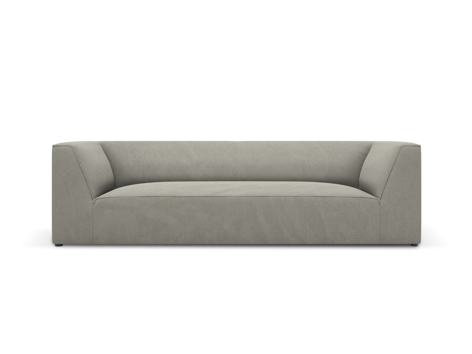MICADONI Ruby soffa, 3 sittplatser - grå manchester sammet och svart plast