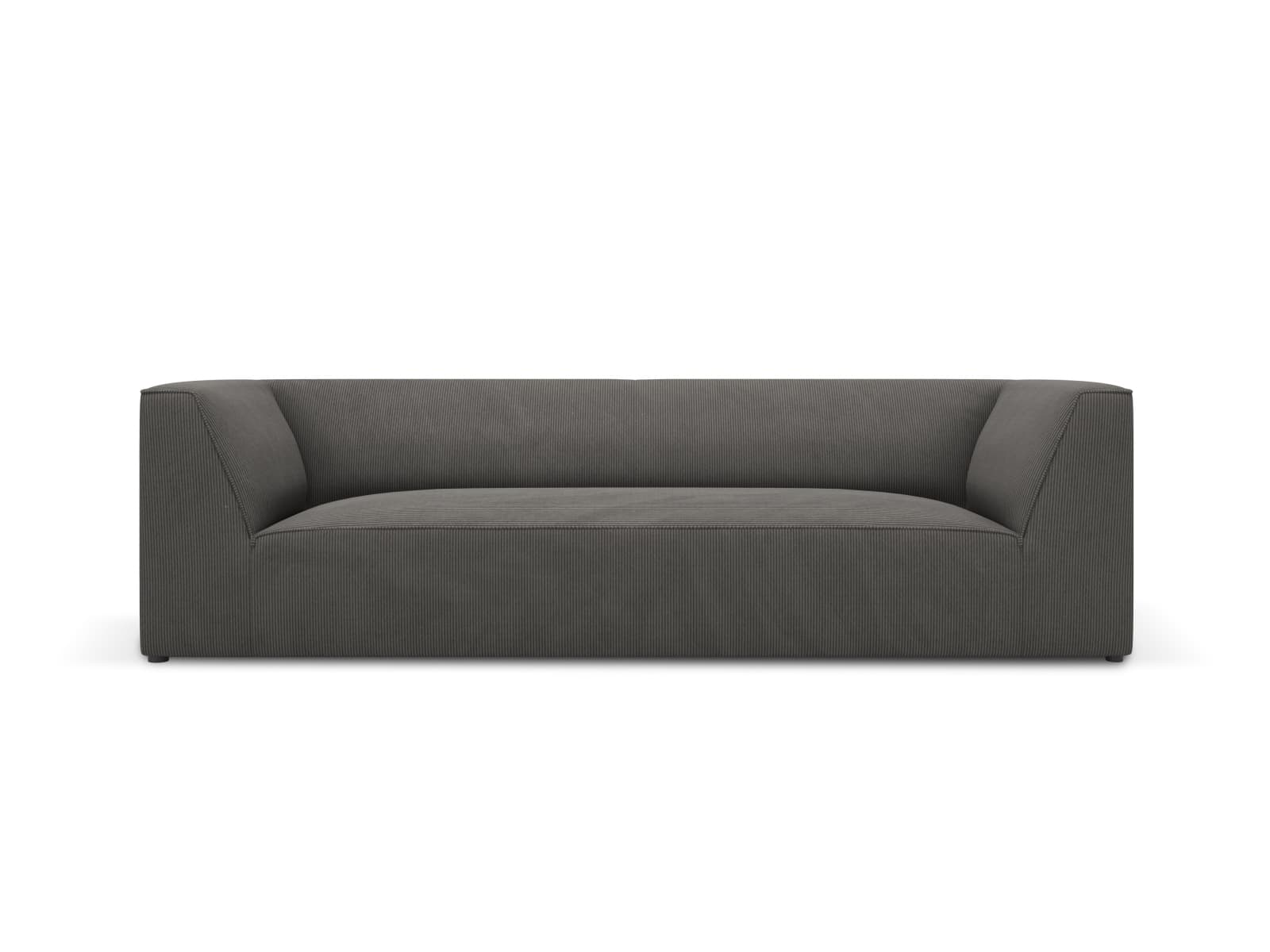 MICADONI Ruby soffa, 3 sittplatser - grå manchester sammet och svart plast