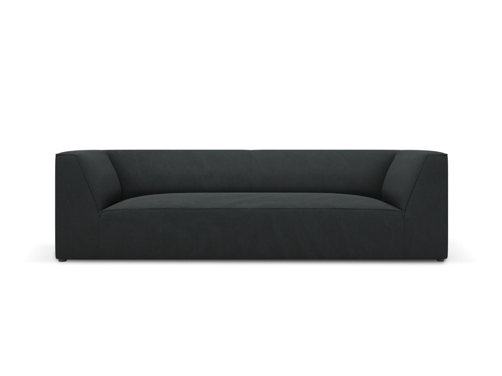 MICADONI Ruby soffa, 3 sittplatser - svart manchester sammet och svart plast
