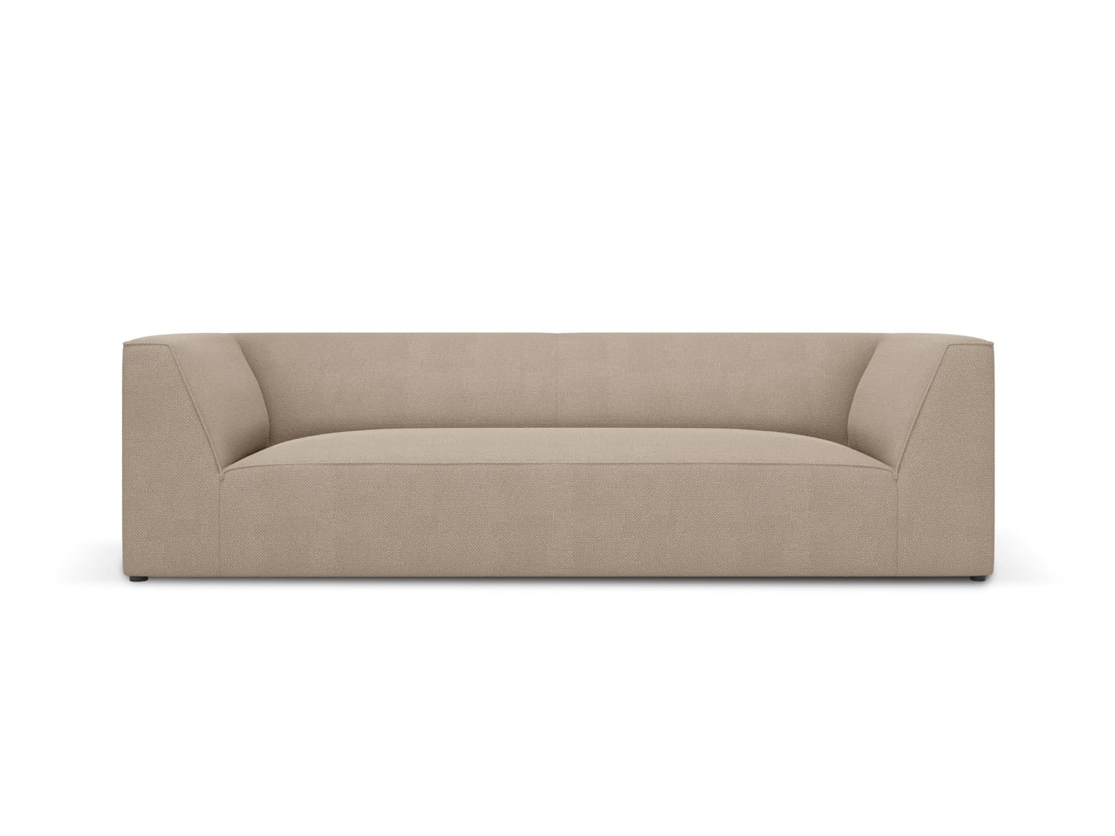 MICADONI Ruby soffa, 3 sittplatser - beige tyg och svart plast