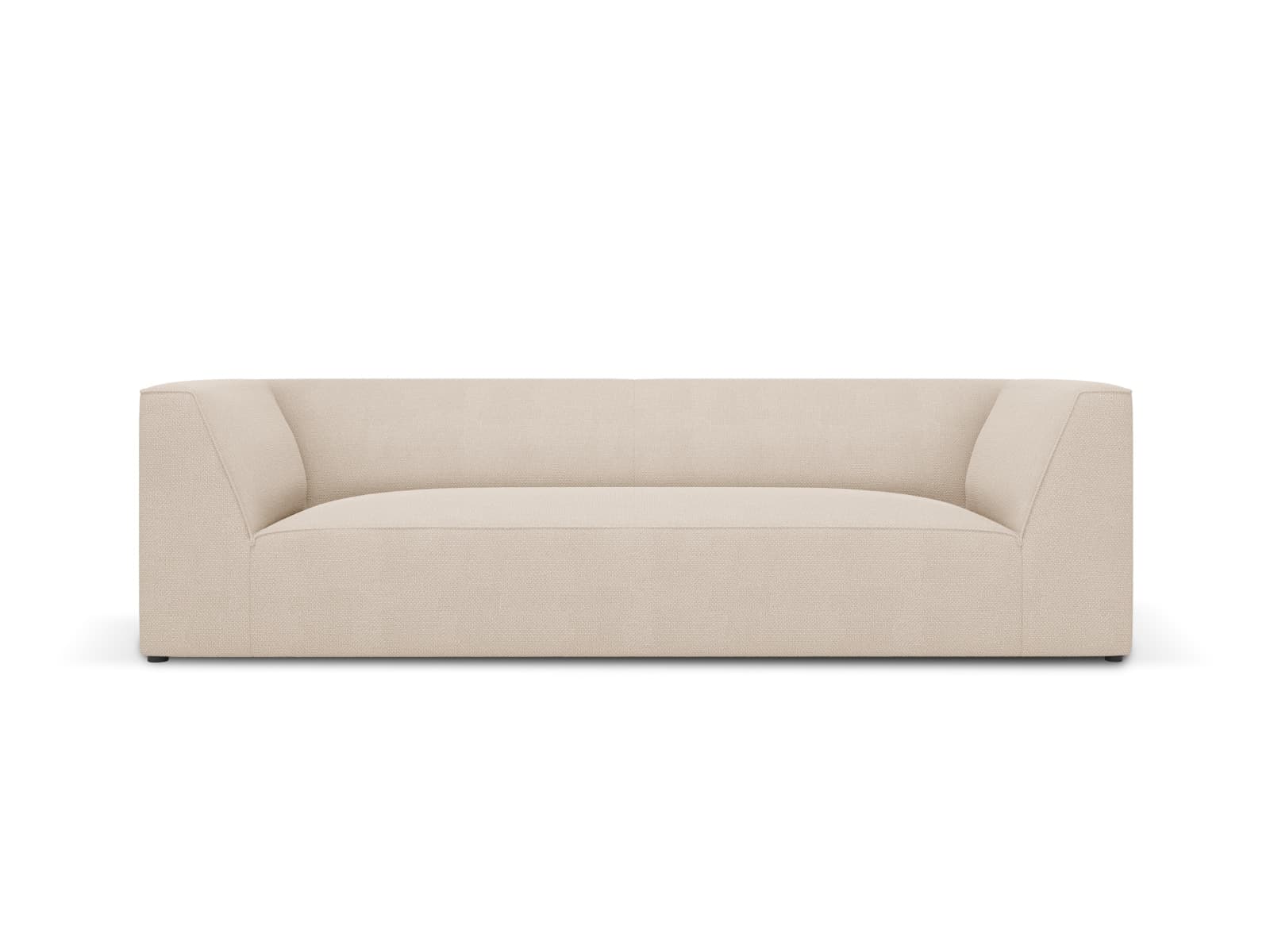 MICADONI Ruby soffa, 3 sittplatser - beige tyg och svart plast