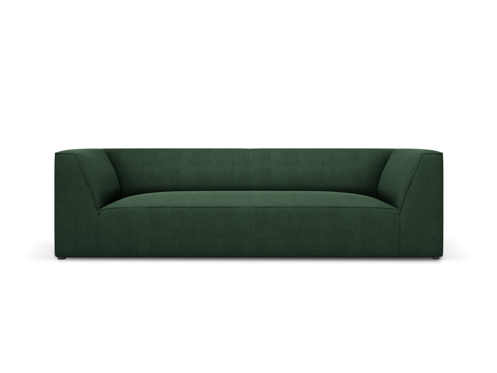 MICADONI Ruby soffa, 3 sittplatser - grönt tyg och svart plast