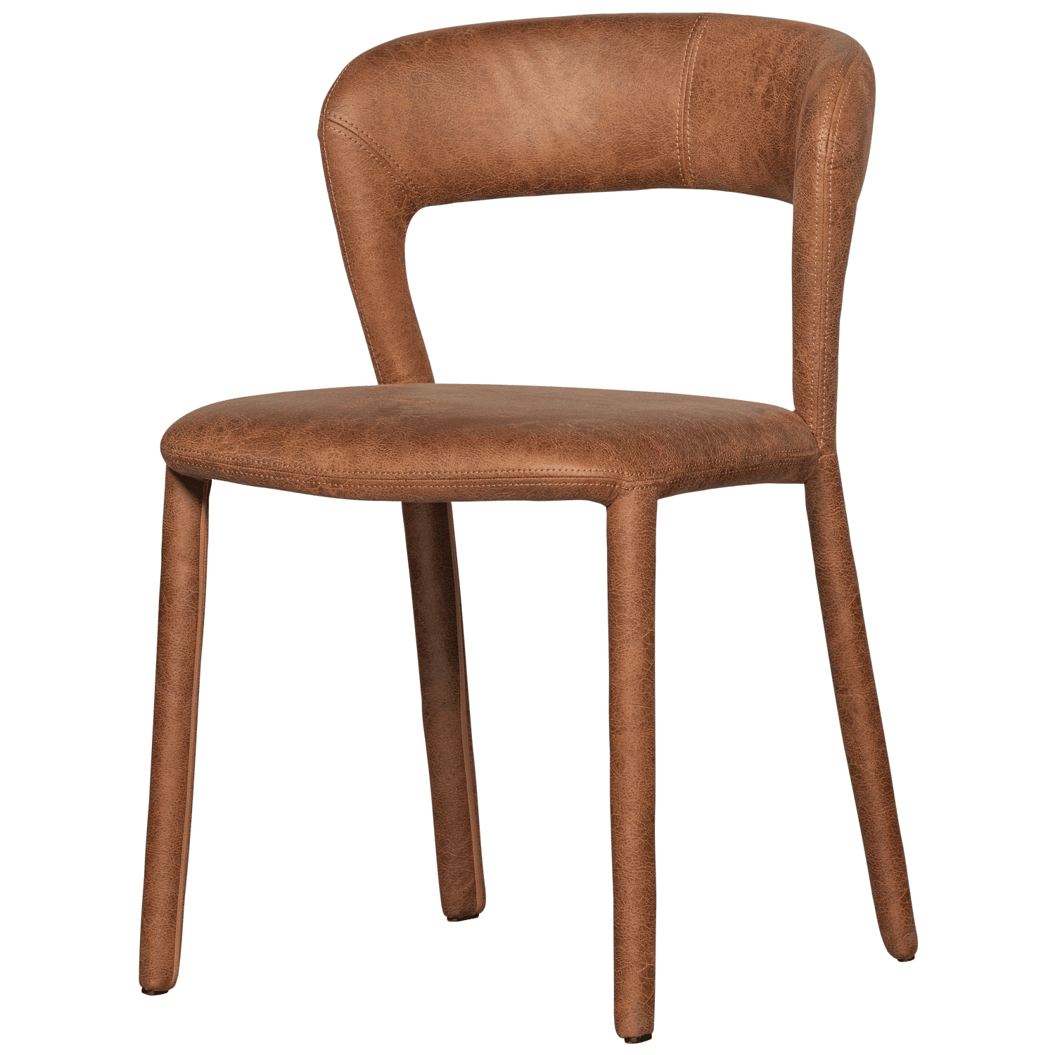 ÄDEL MATSALSFÖTÖLJ I LÄDERLOOK COGNAC