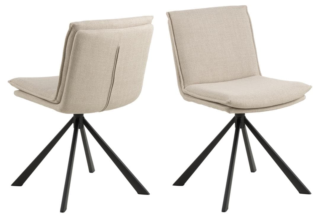 ACT NORDIC Flynn matbordsstol, m. vridfunktion - beige tyg och svart stål