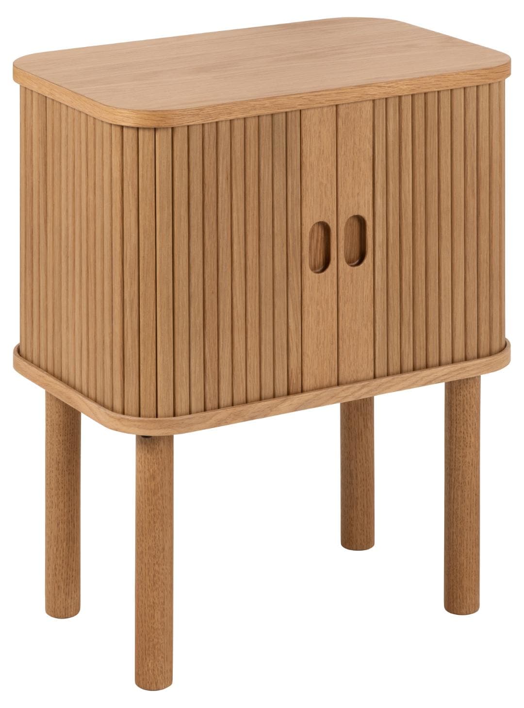 ACT NORDIC Langley sängbord, m. spjälfront och 2 skjutdörrar - naturlig ekfaner och ek (45x30x60)