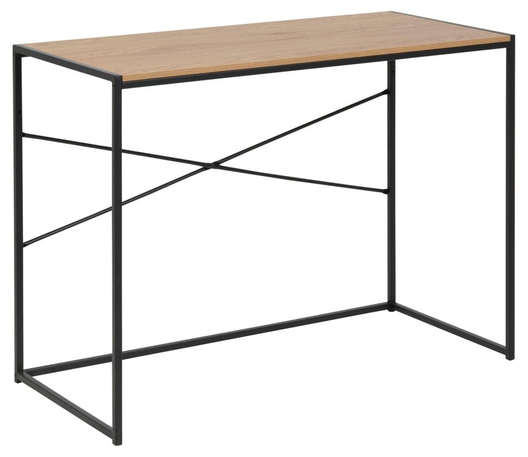 ACT NORDIC Seaford skrivbord, rektangulärt - naturlig vild ek grovpapp och svart stål (100x45)