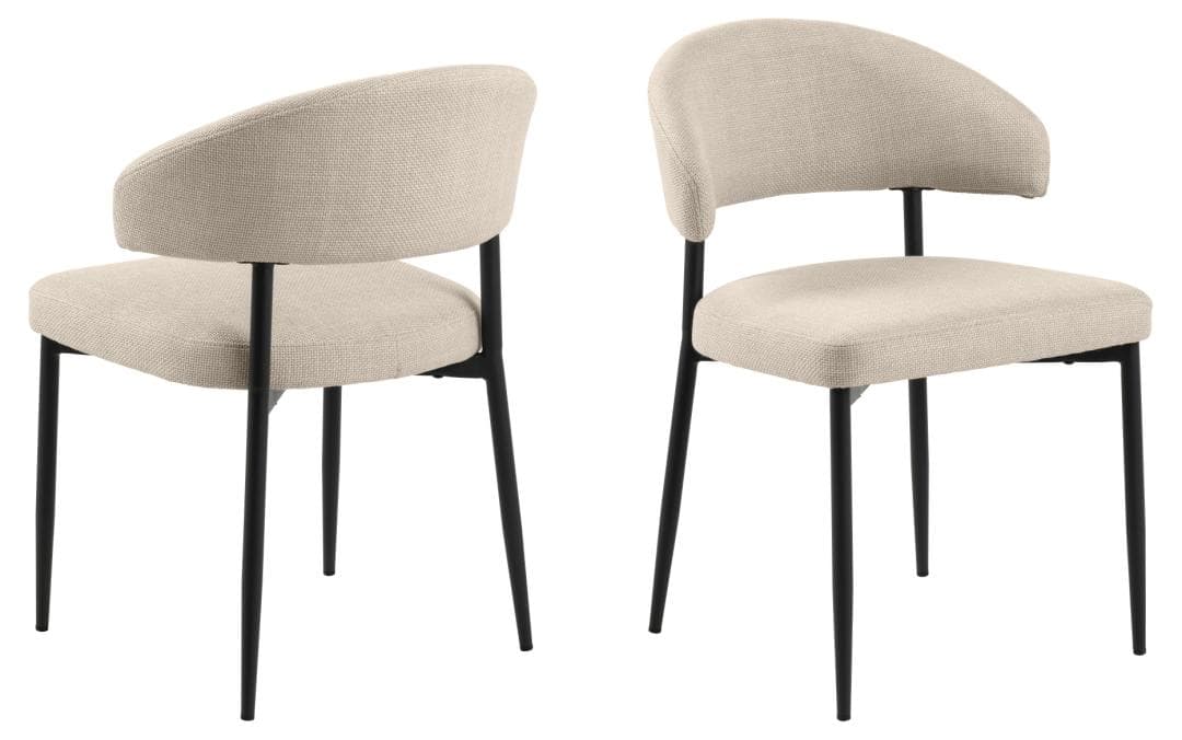 ACT NORDIC Edina matstol - beige tyg och svart stål