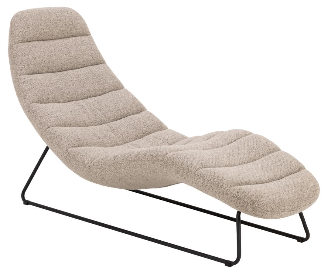 ACT NORDIC Chaplin schäslong - beige tyg och svart stål (63x156)