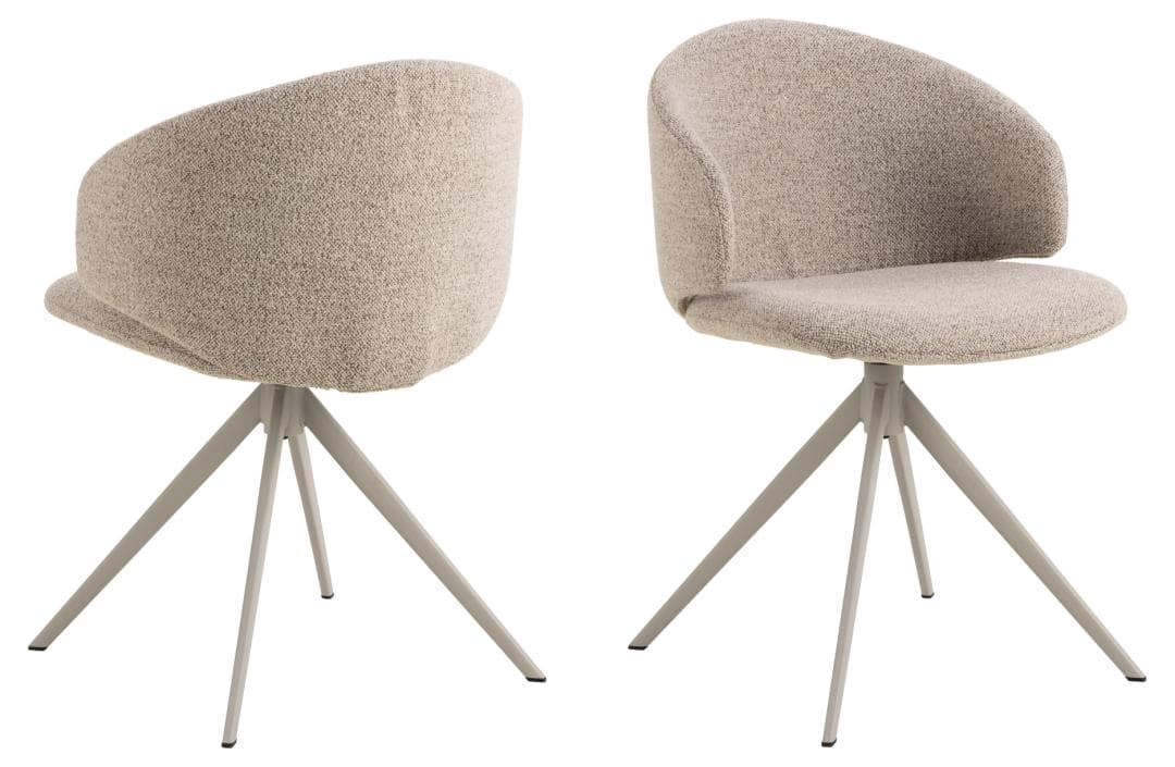 ACT NORDIC Ella matstol, med snurrfunktion - beige tyg och grått stål