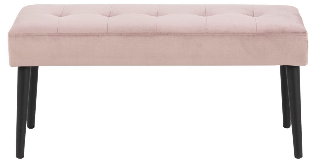 ACT NORDIC Rektangulär Glory-bänk med specialsömmar - dusty rose-tyg och svart stål (95x38)