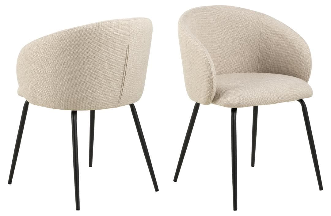ACT NORDIC Eleanor matstol, med armstöd - beige tyg och svart stål