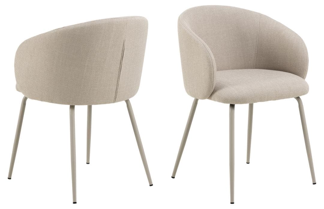 ACT NORDIC Eleanor matstol, med armstöd - beige tyg och grått stål