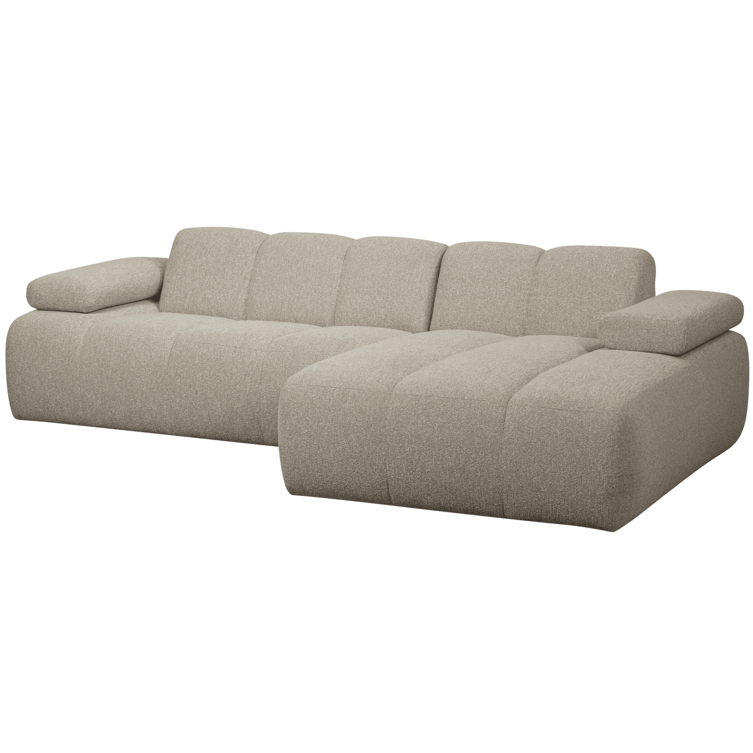 WOOOD MOJO Schäslong Lång Soffa Höger Boucle Beige Melerad