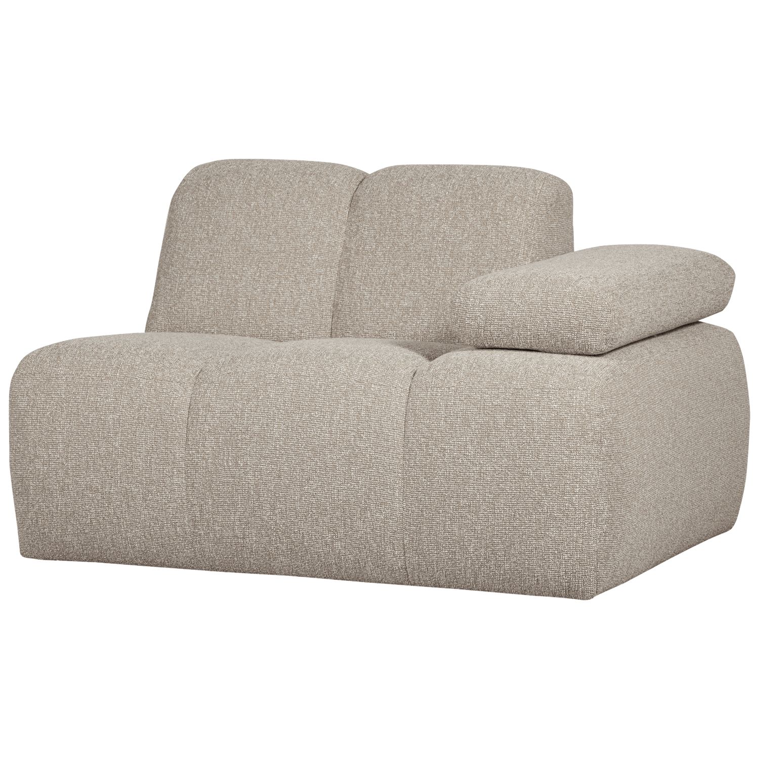 WOOOD MOJO 1-sits soffa med armstöd, höger, Bouclé, beige melerad