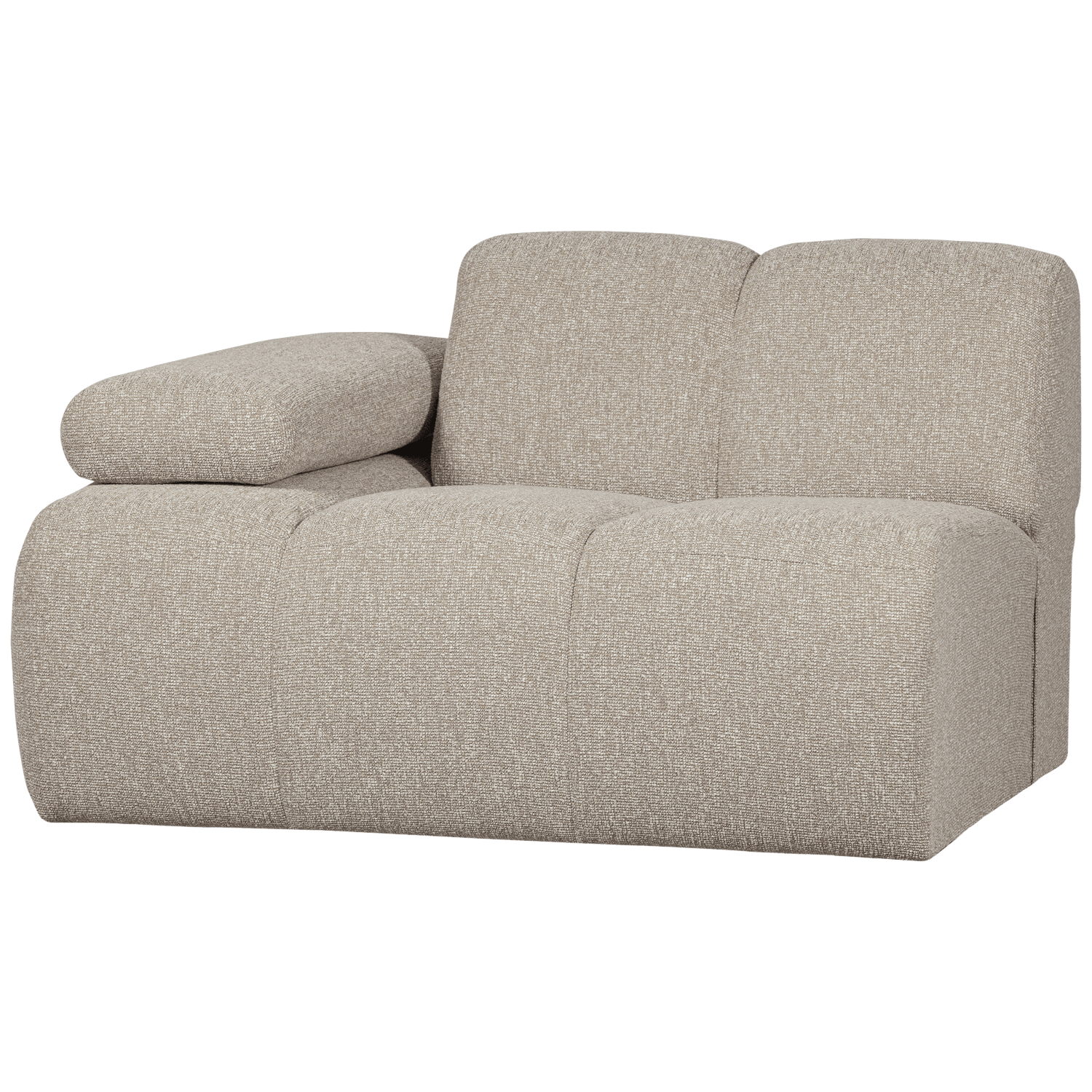 WOOOD MOJO 1-sits soffa med armstöd, vänster, BOUCLE, beige melerad