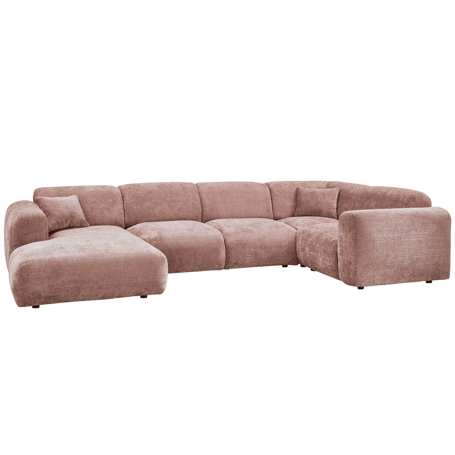 WOOOD CLOUD HÖRNSOFFA HÖGERHÄNDAD FÄST CHENILLE TAUPE/ROSA