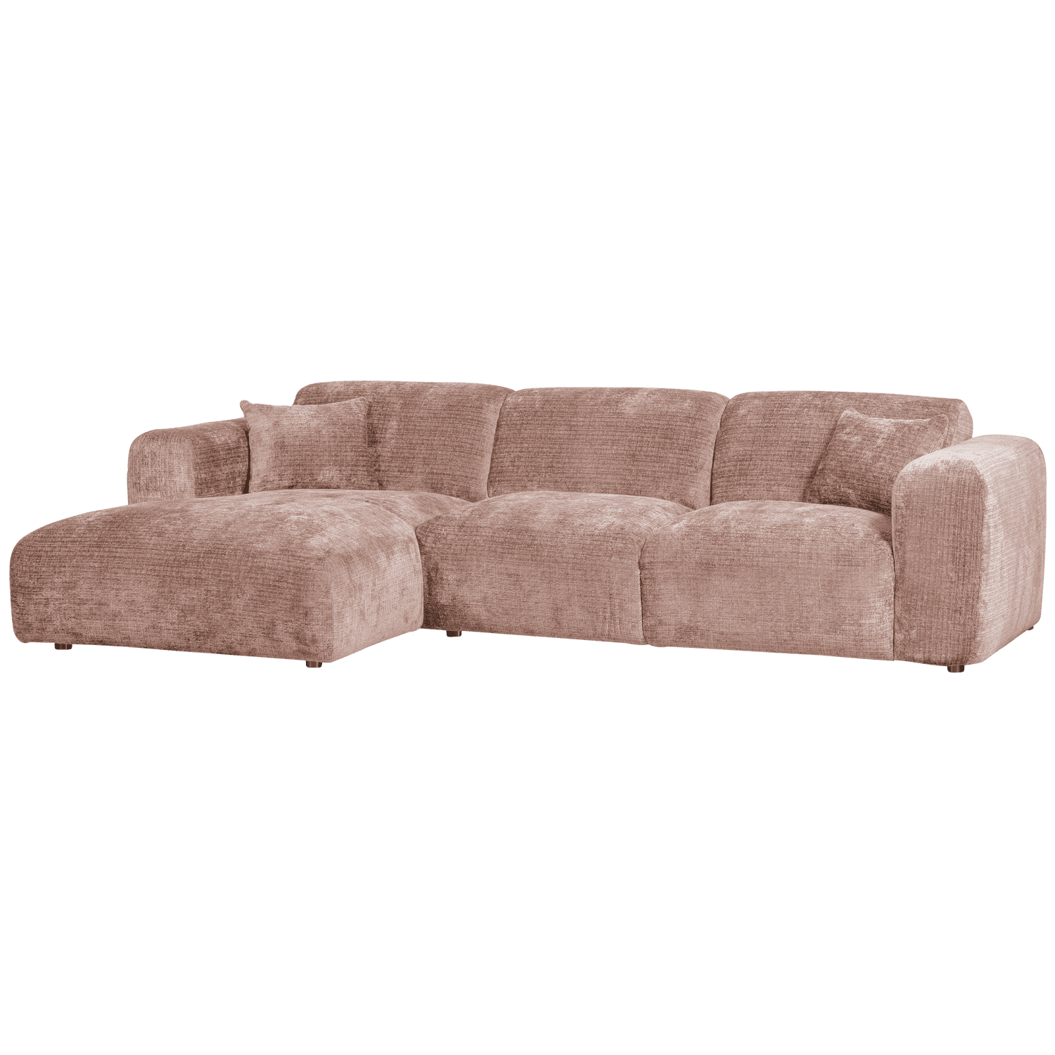 WOOOD CLOUD Schäslongsoffa Vänster Chenille Taupe/Rosa