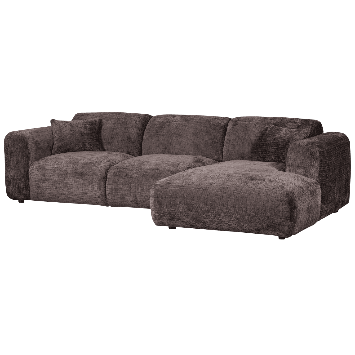 WOOOD CLOUD Schäslongsoffa höger Chenille varmbrun