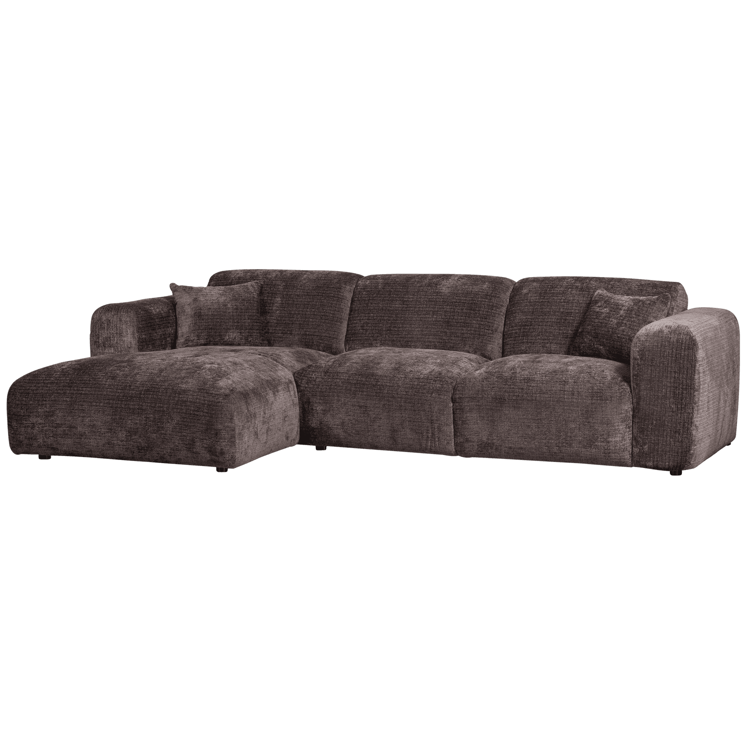 WOOOD CLOUD Schäslongsoffa Vänster Chenille Varmbrun