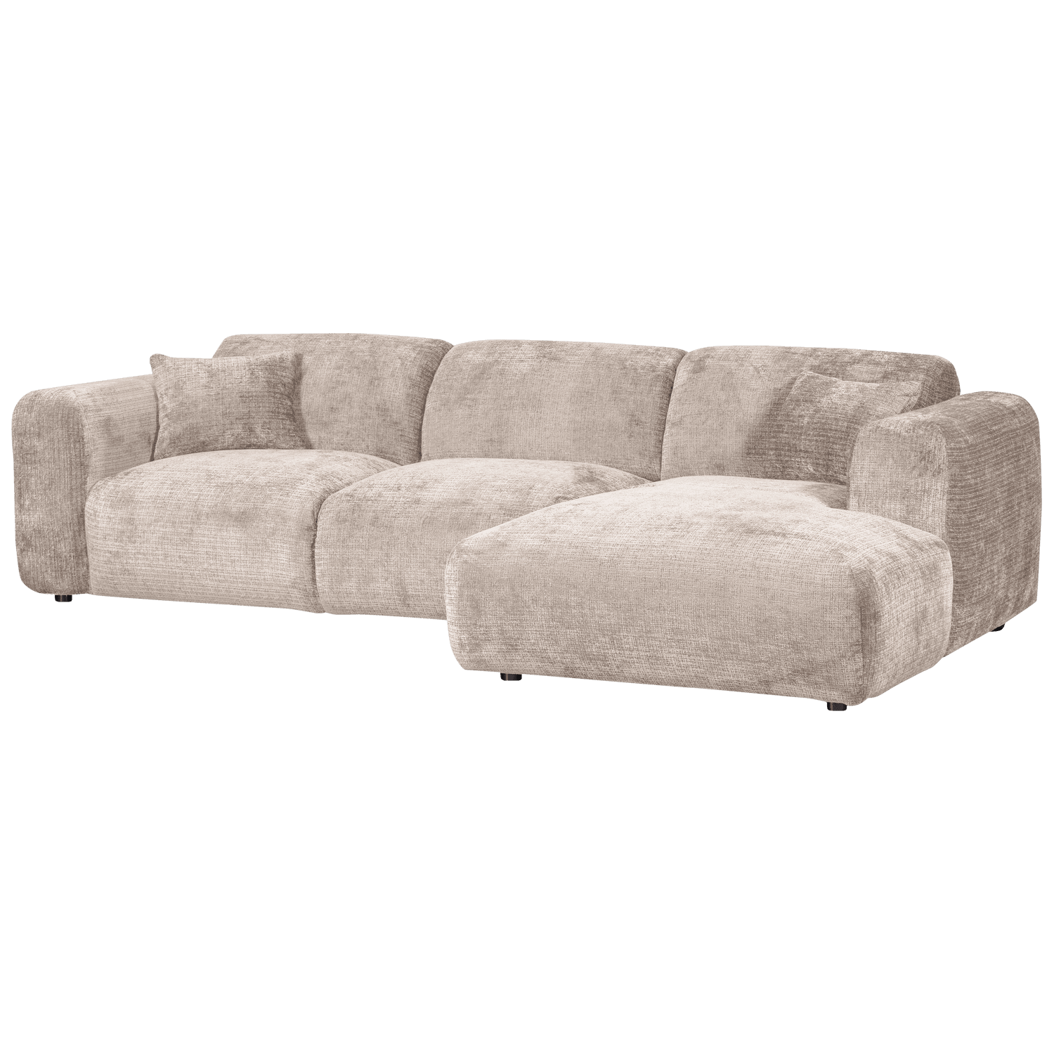 WOOOD CLOUD Schäslongsoffa Höger Chenille Naturlig