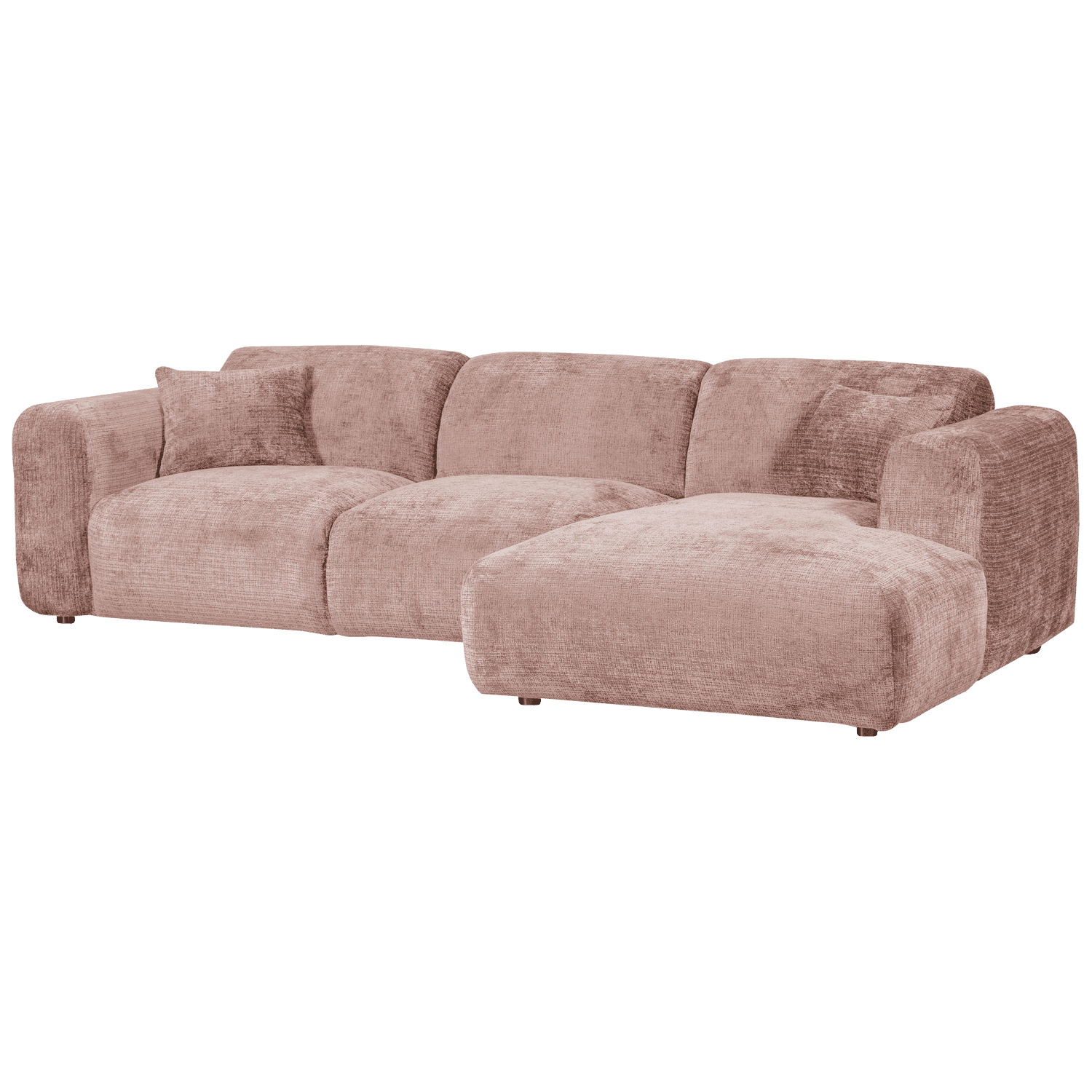 WOOOD CLOUD Schäslongsoffa Höger Chenille Taupe/Rosa