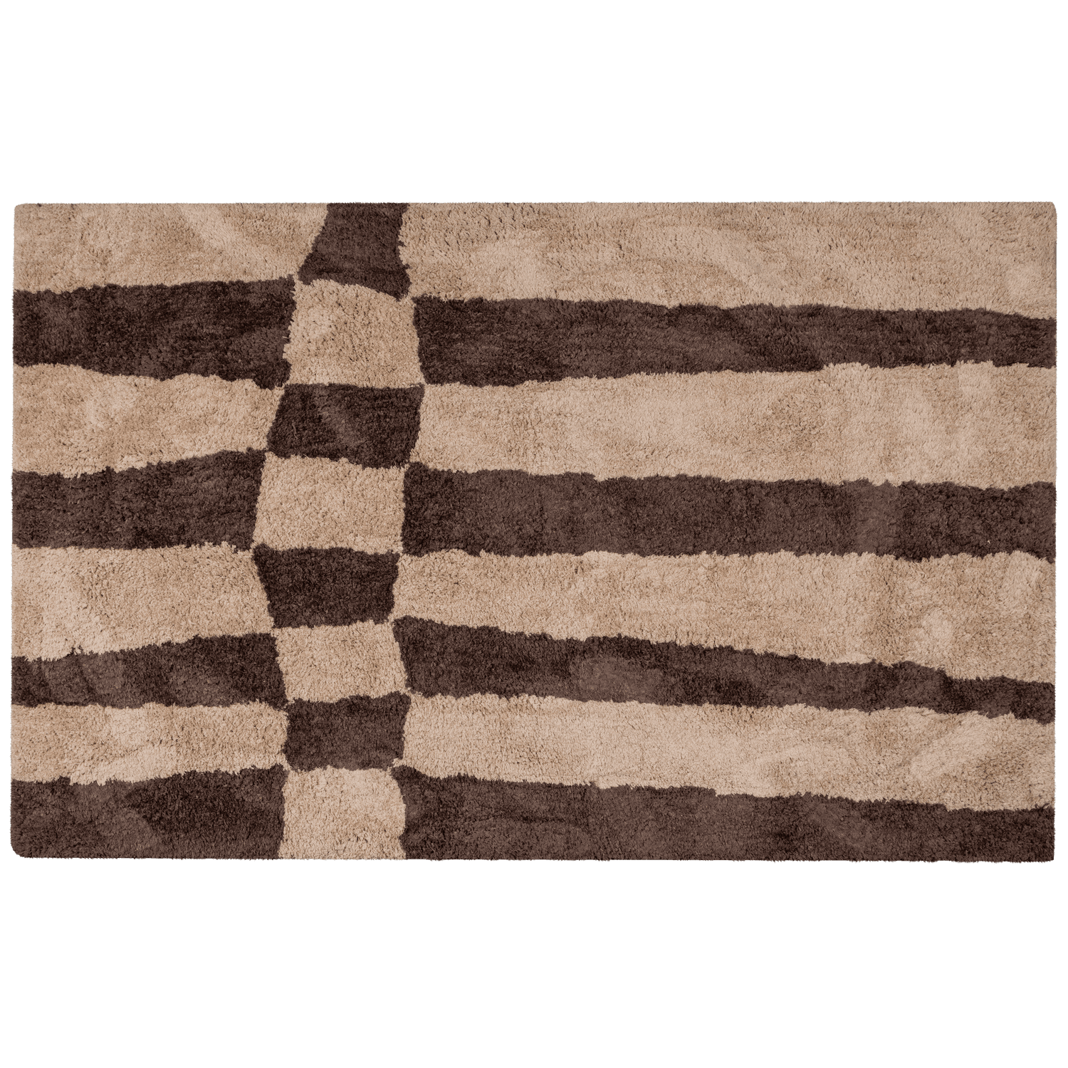 WOOOD FILT MED GRAFISK DESIGN NATURLIG/BRUN 200x300CM