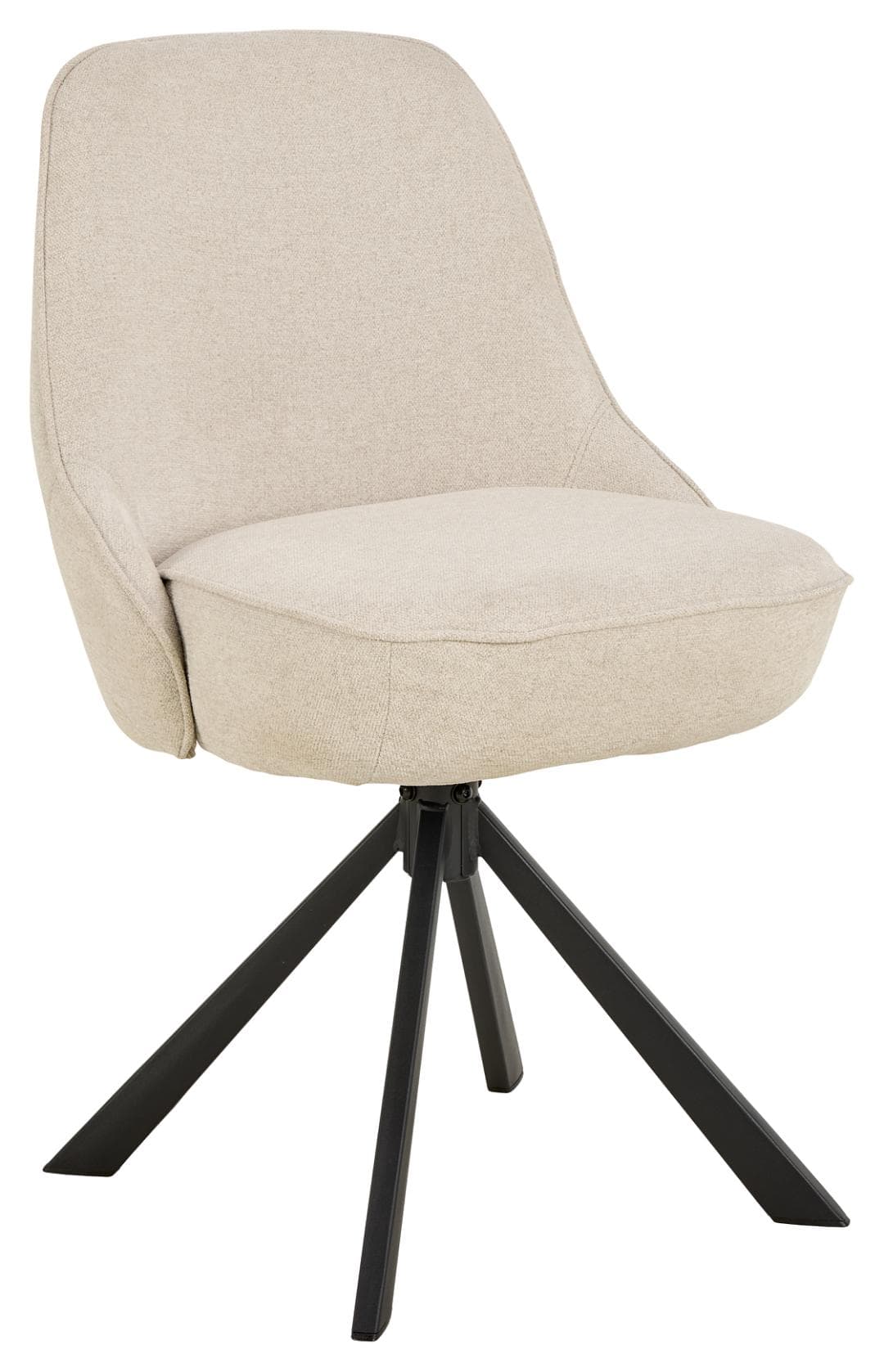 ACT NORDIC Carlton matstol, Apia tyg beige 453, 4-kryssstativ mattsvart grovt pulverlackerat stål med snurrfunktion och pocketfjädrar, låda med 2 stycken