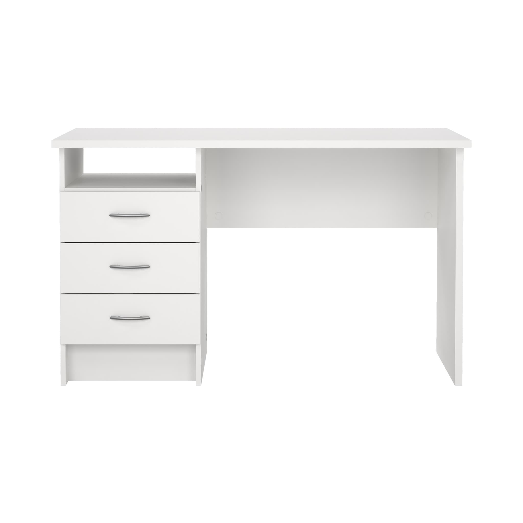 TVILUM Function skrivbord - vitt kompositträ, med 3 lådor