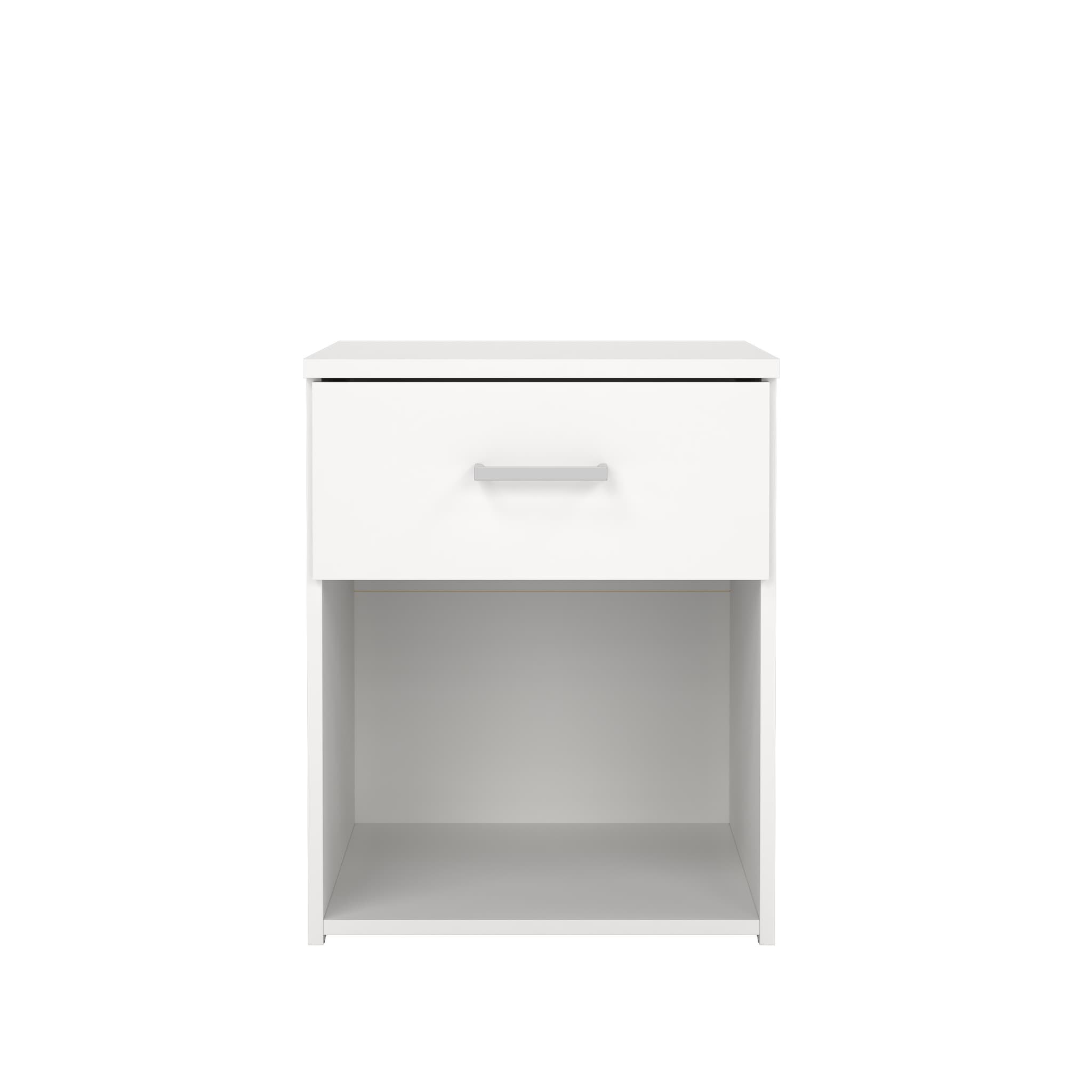 TVILUM Space sängbord - kvadratiskt vitt laminat, med 1 låda och 1 fack