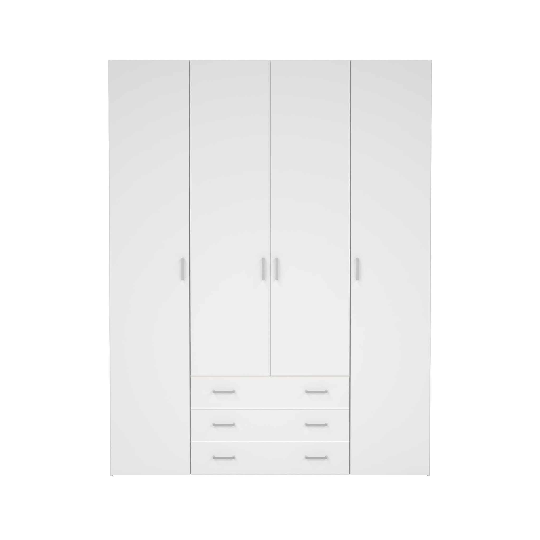 TVILUM Space garderobsskåp - 4 dörrar, 3 lådor, vit laminat