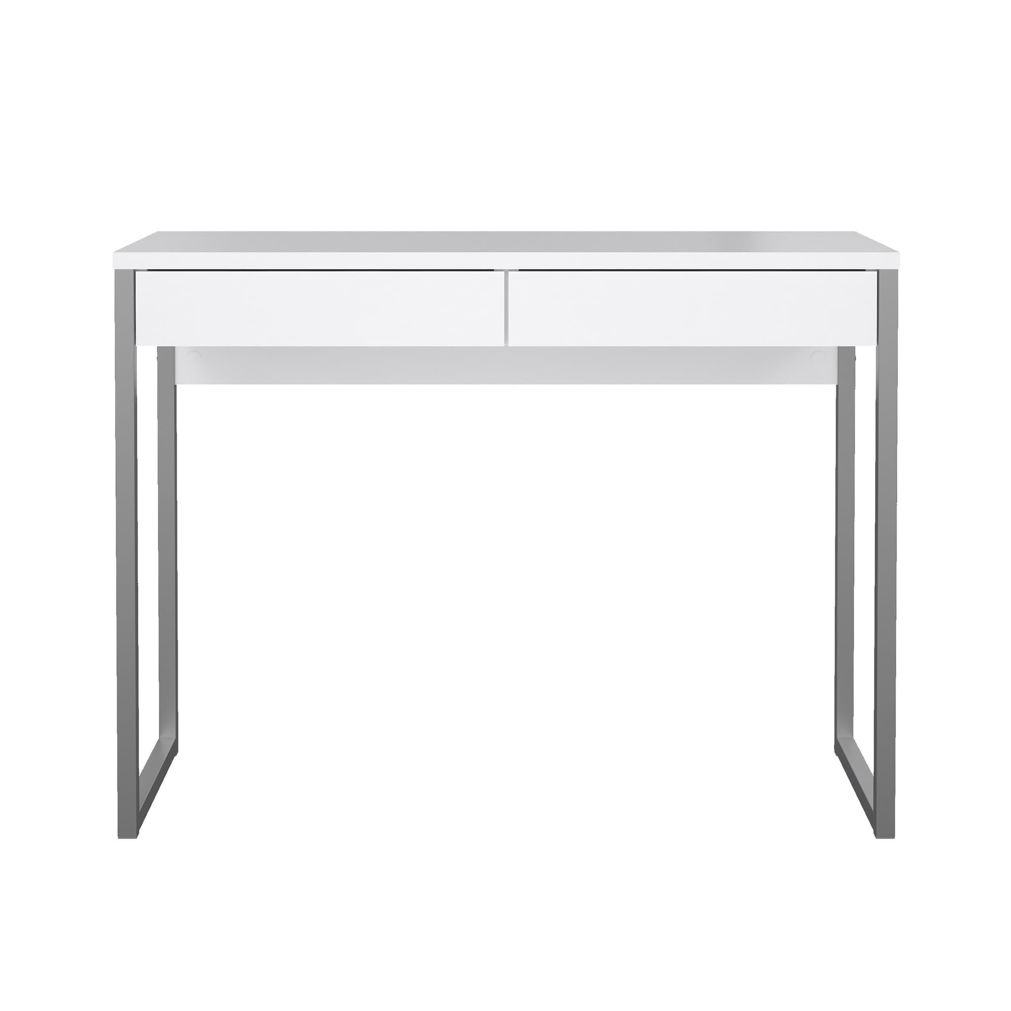 TVILUM Function Plus skrivbord - vit högglans, med 2 lådor