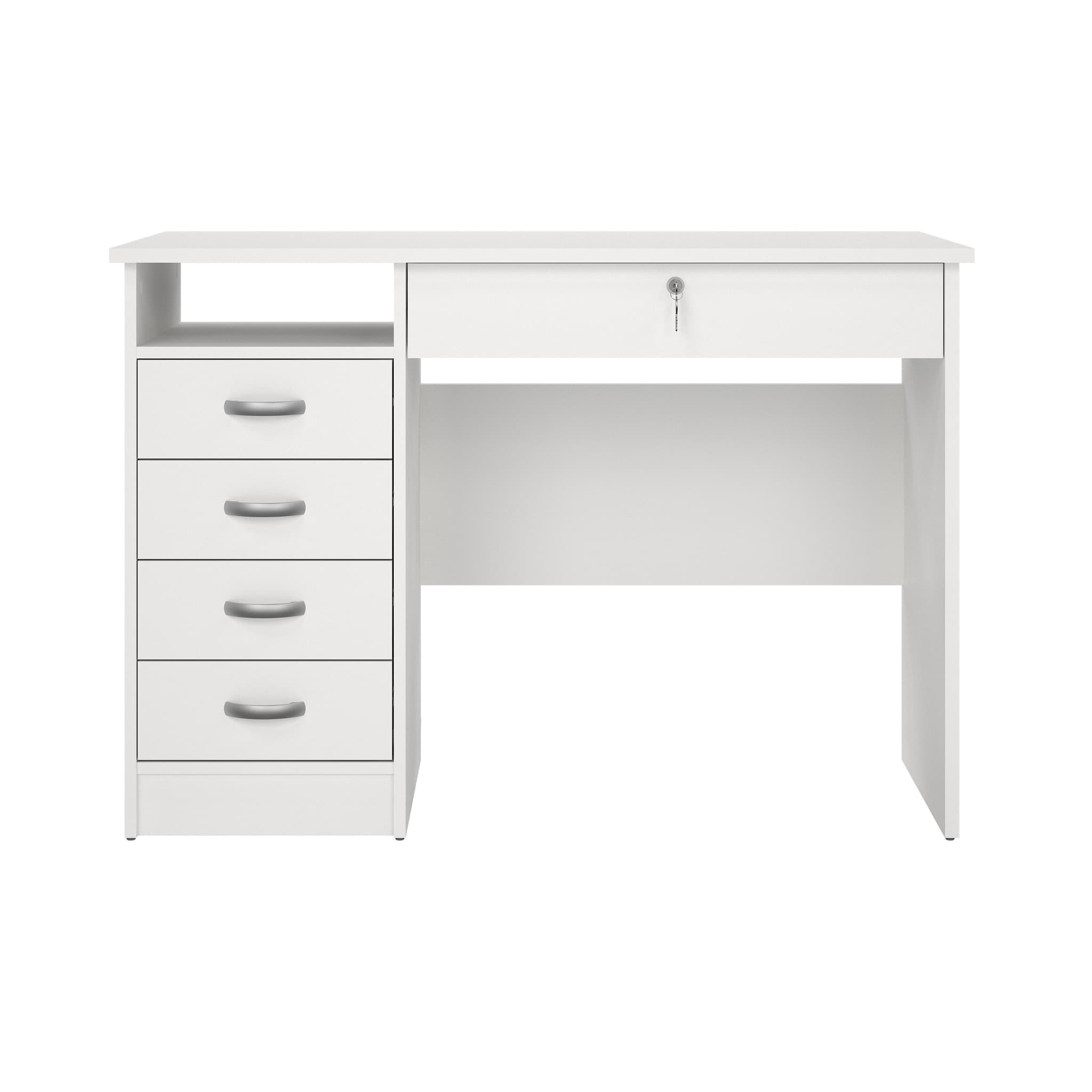 TVILUM Function Plus Skrivbord - Vitt, med 5 Lådor