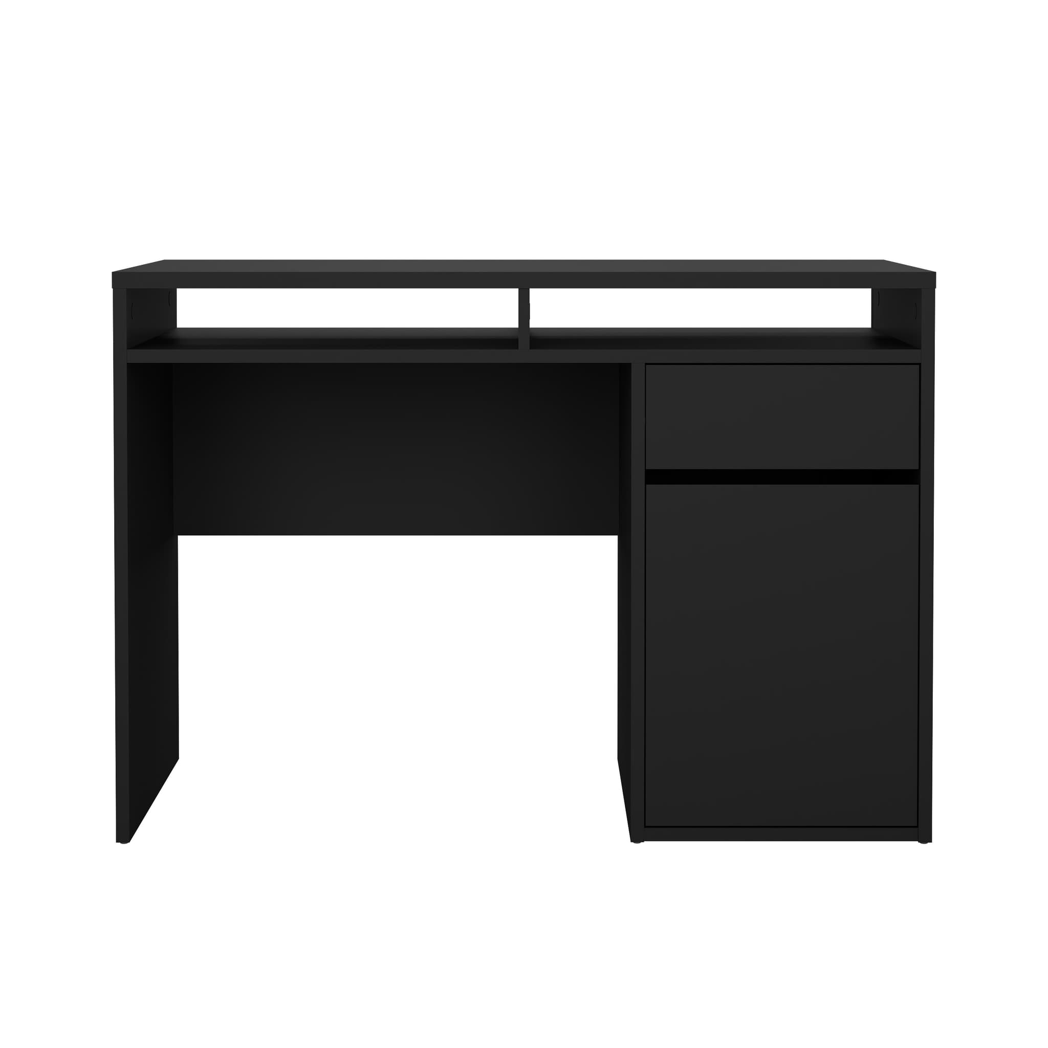 TVILUM Function Plus Skrivbord - Mattsvart Trä, med 1 Lucka och 1 Låda