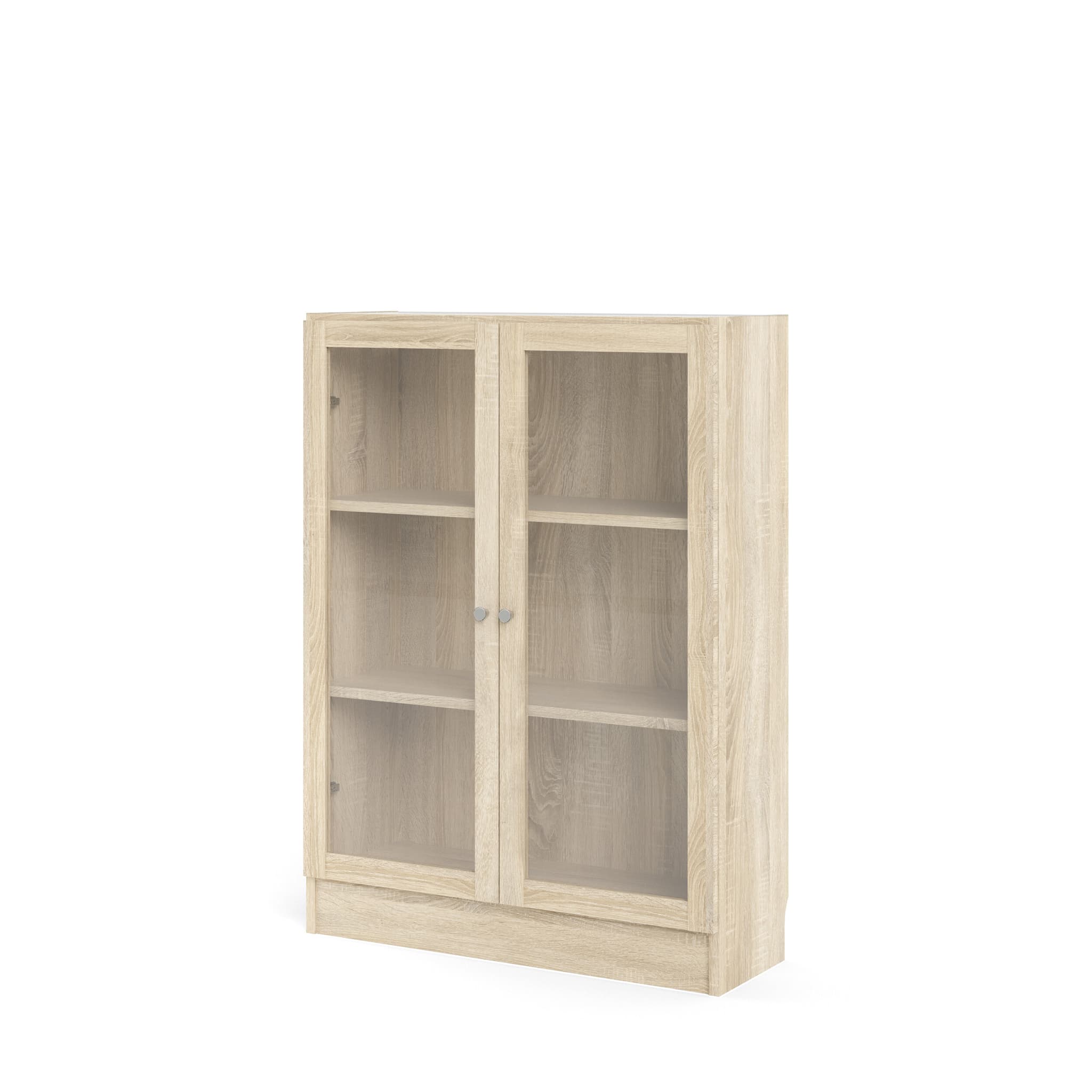 TVILUM Basic Bokhylla - Klar / Naturligt Glas / Ekstomme, med 2 Luckor och 2 Hyllor