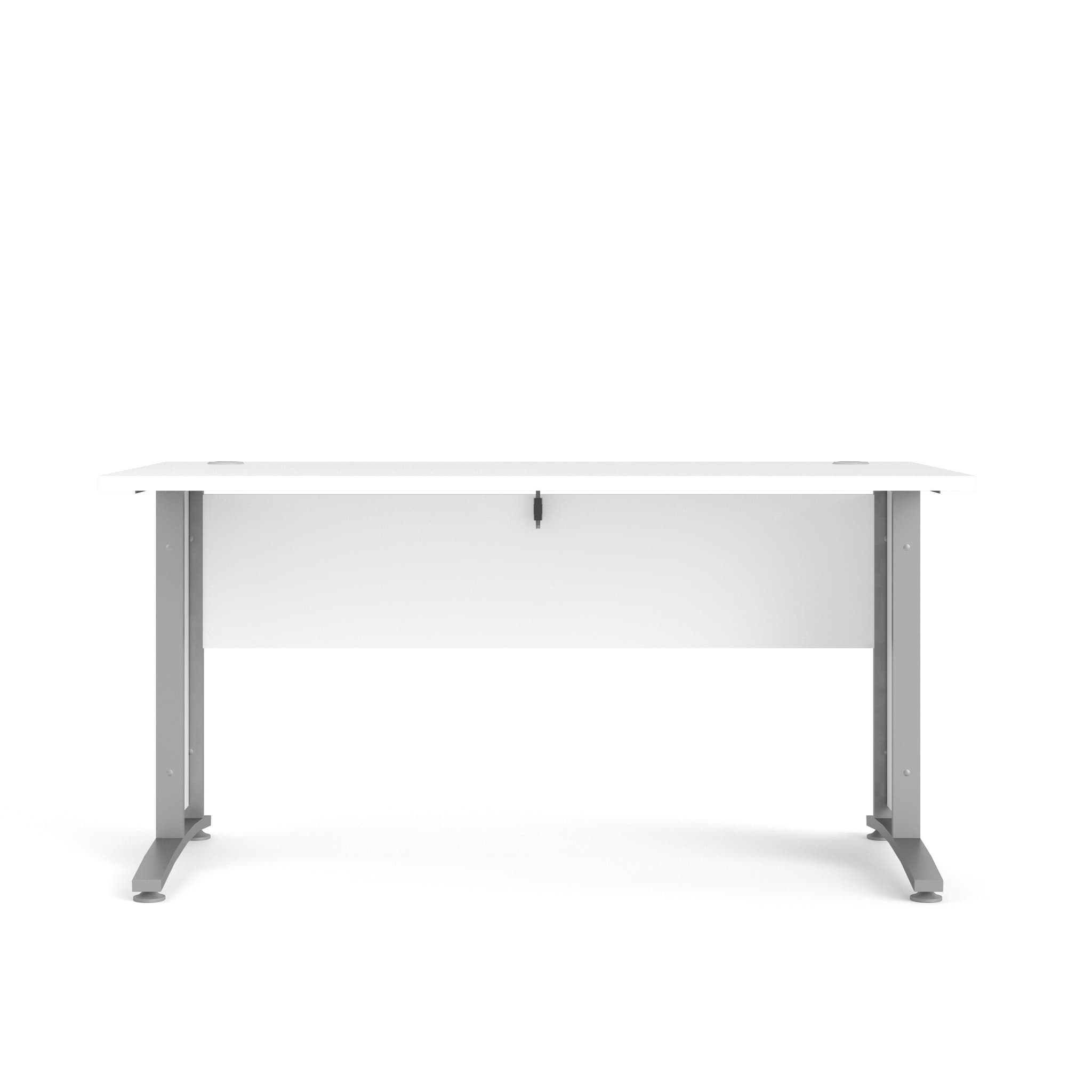 TVILUM Prima Skrivbord - Vitt Trä och Silvergrått Stål (150 x 80 cm)