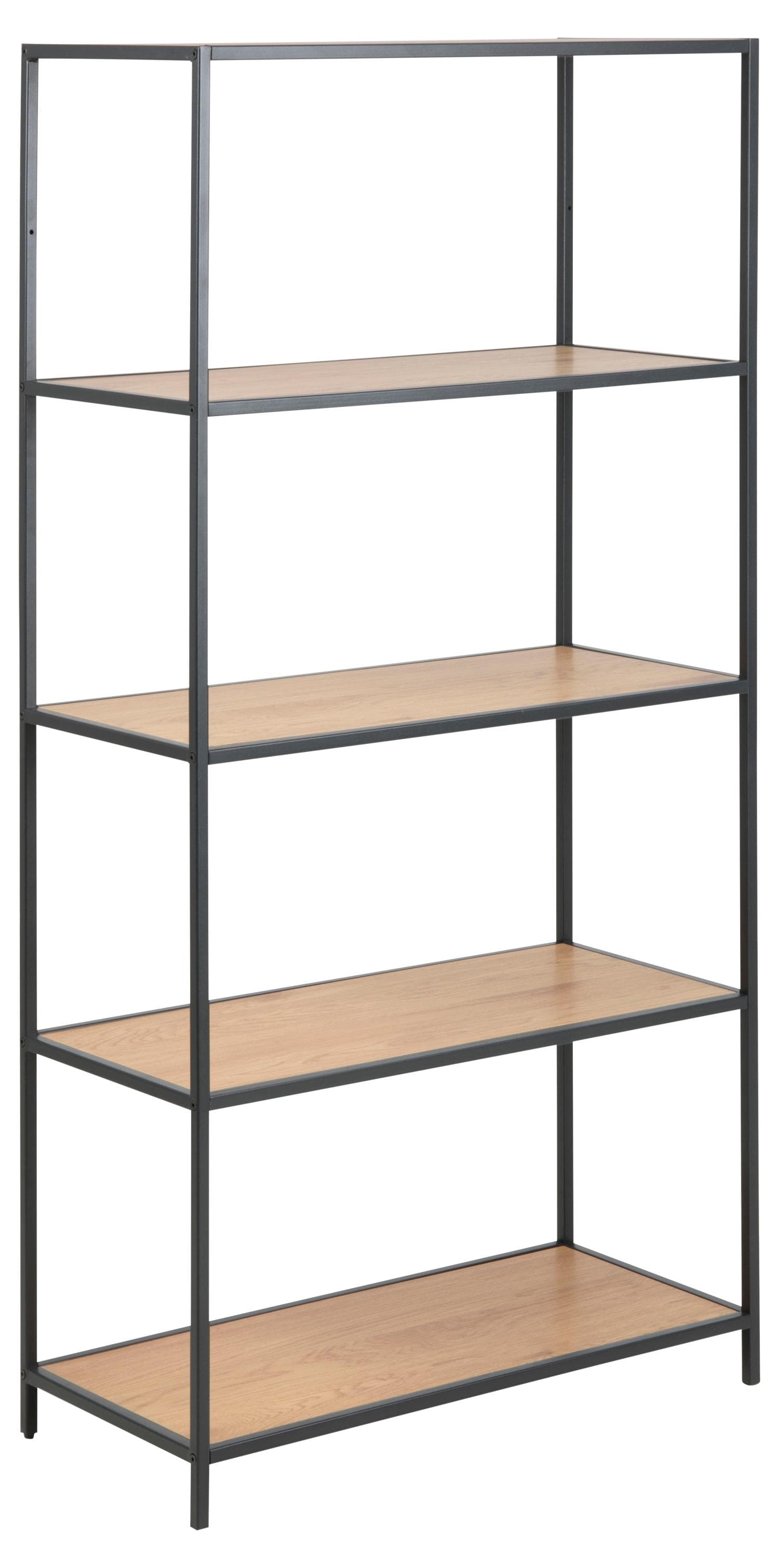 ACT NORDIC Seaford bokhylla, m. 4 hyllplan - naturligt vild ekpapper och svart metall