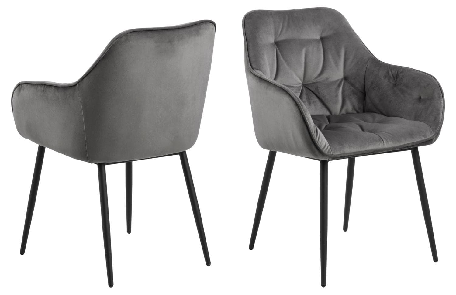 ACT NORDIC Brooke matbordsstol, m. armstöd - mörkgrå polyester och svart metall