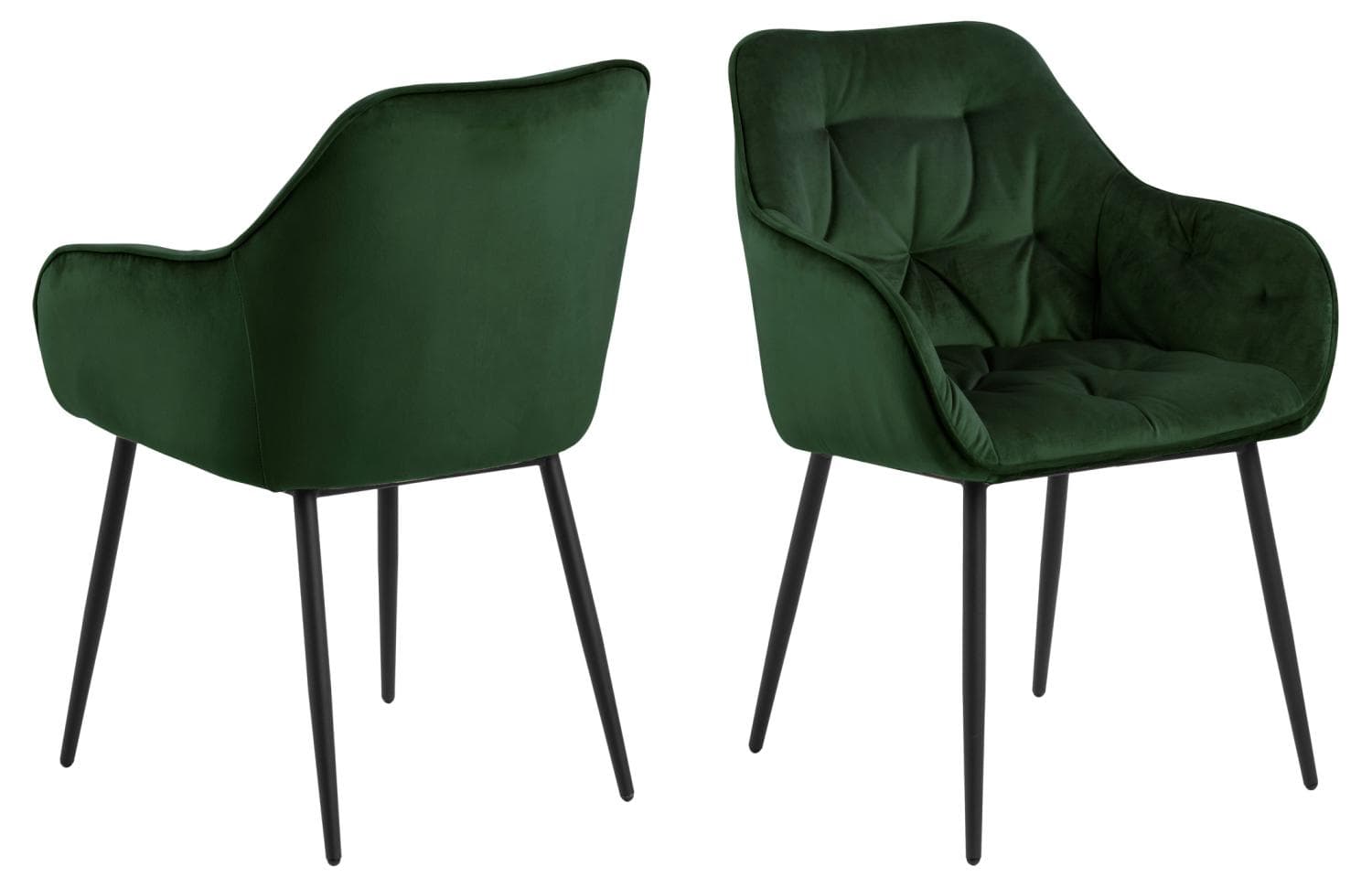 ACT NORDIC Brooke matbordsstol, m. armstöd - skogsgrön polyester och svart metall