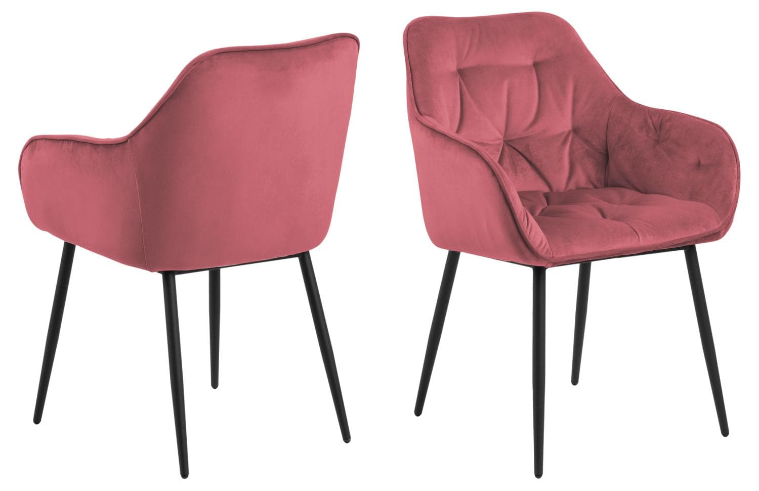 ACT NORDIC Brooke matbordsstol, med armstöd - korall polyester och svart metall