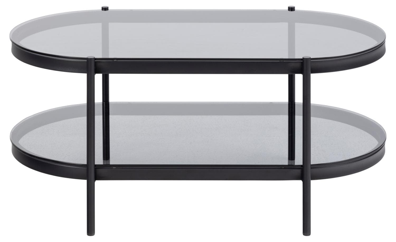 ACT NORDIC Bayonne soffbord, w. 1 hylla, oval - rökt glas och svart metall (95x50)